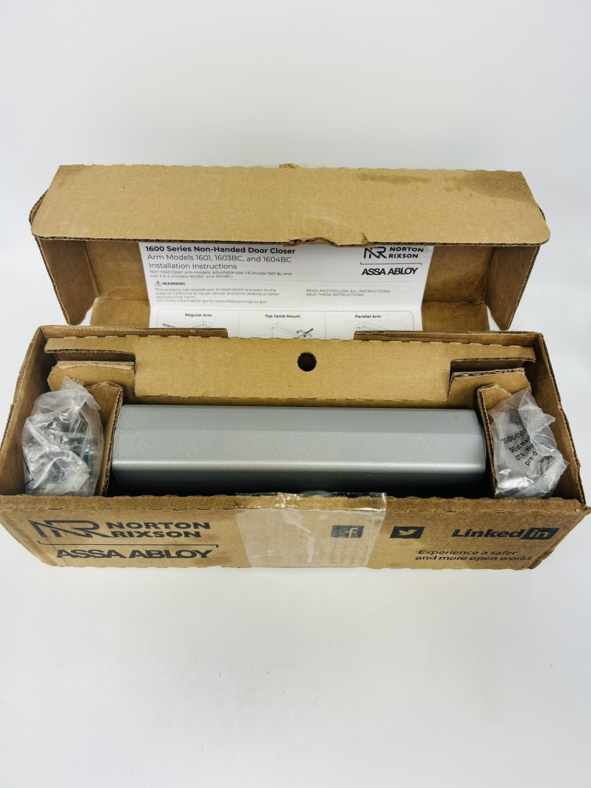 Norton Rixson Door Closer Device 1601 Series 689 PO33425 Assa Abloy Silver NEW