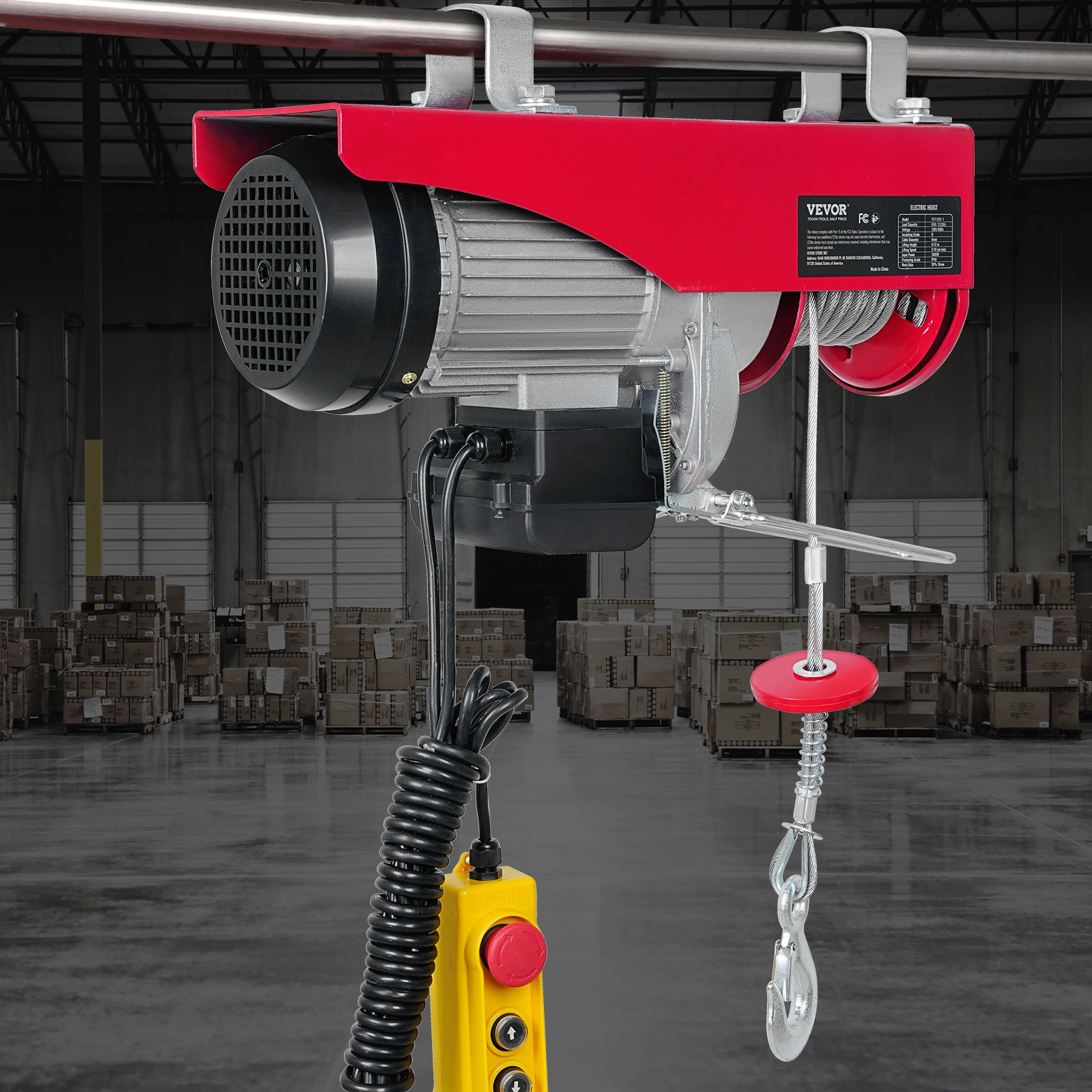 Electric Hoist 1320lbs Crane Winch with Wired Remote Control 1150W 110V