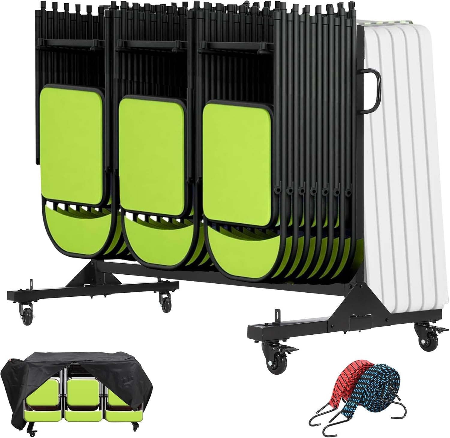 Folding Chair Rack Cart for 42 Chairs or 12 Tables of 400 LBS with Wheels