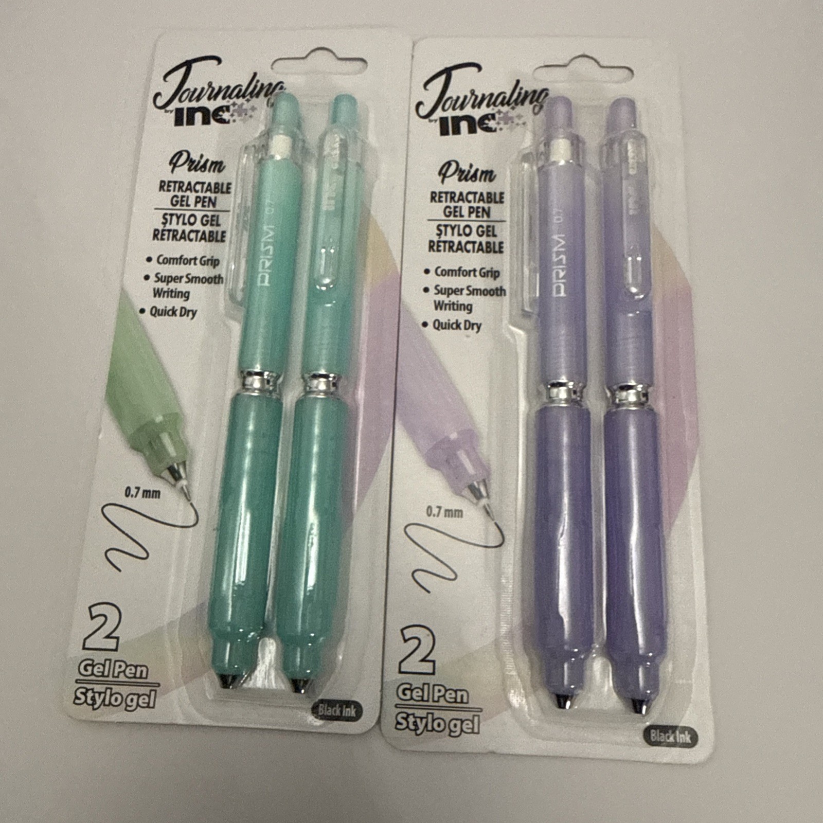 2- Journaling INC Mint Green & Purple retractable Pens Black Ink