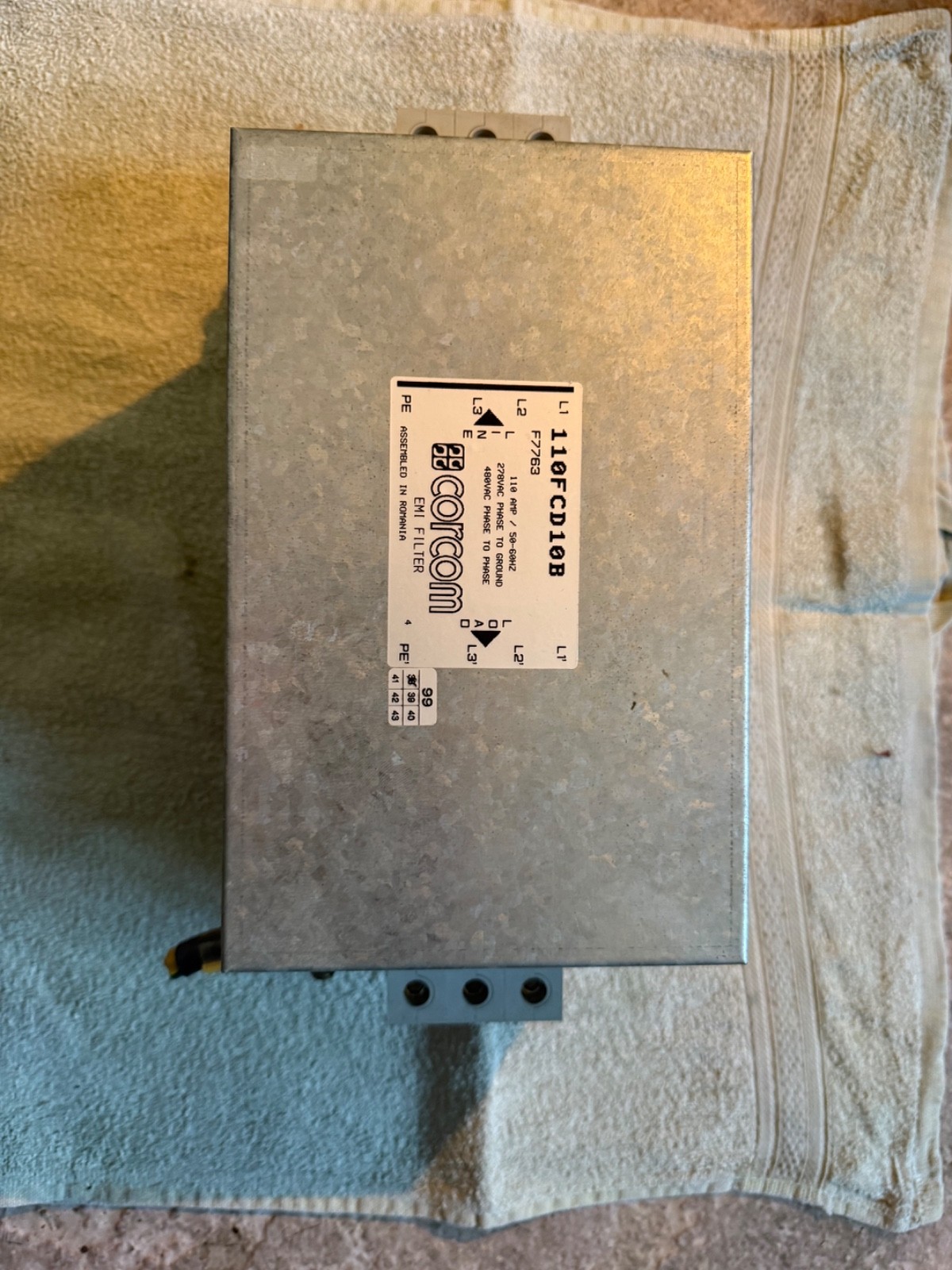Corcom 110FCD10B EMI Filter Module F7763 | 10A | 3-Phase | Excellent Condition