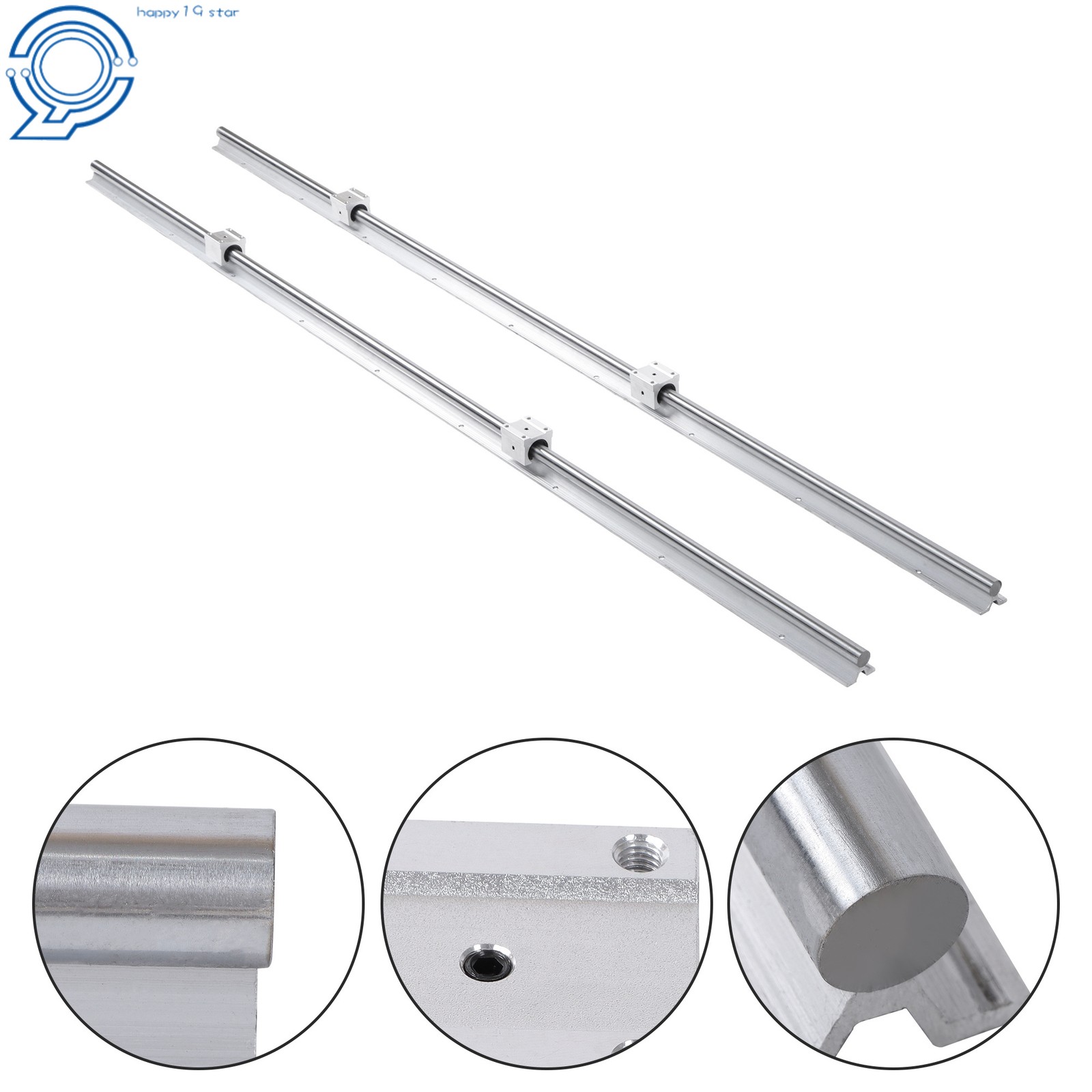 Industrial SBR20 1800mm Linear Guide 2PCS w/4 Blocks for Lathe/Automation