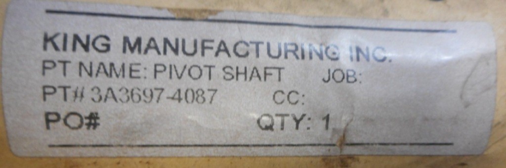 KING MANUFACTURING 3A3697-4087 PIVOT SHAFT