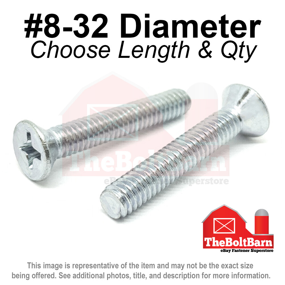 #8-32 Phillips Flat Head Machine Screws Bolts Zinc Coarse (Pick Length & Qty)
