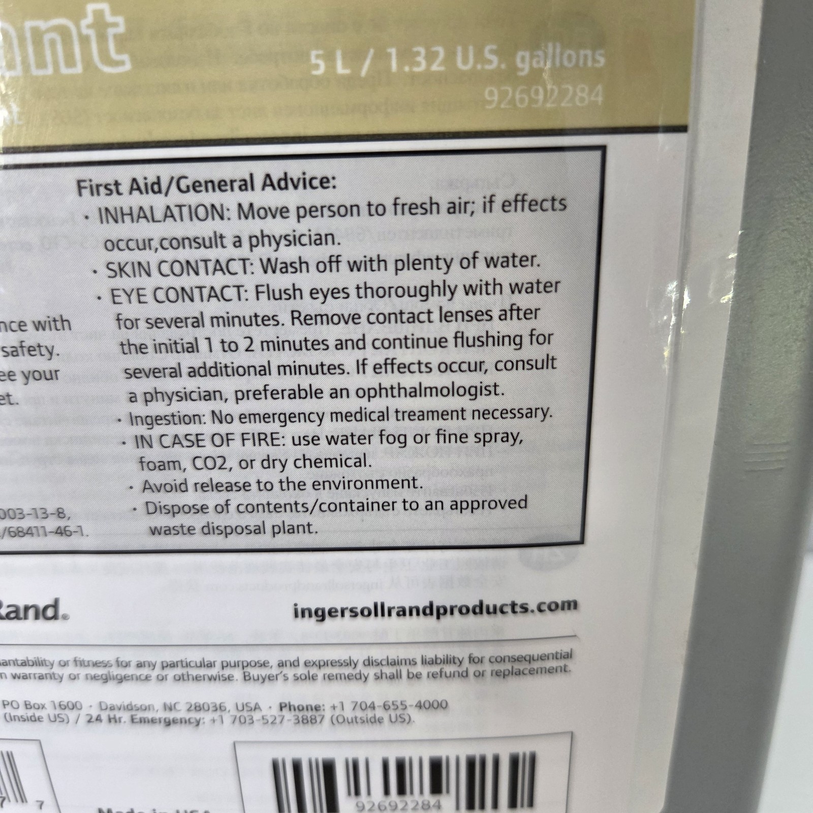 NEW Ingersoll Rand Ultra Coolant Synthetic Rotary Coolant 92692284 – Unopened ✅️