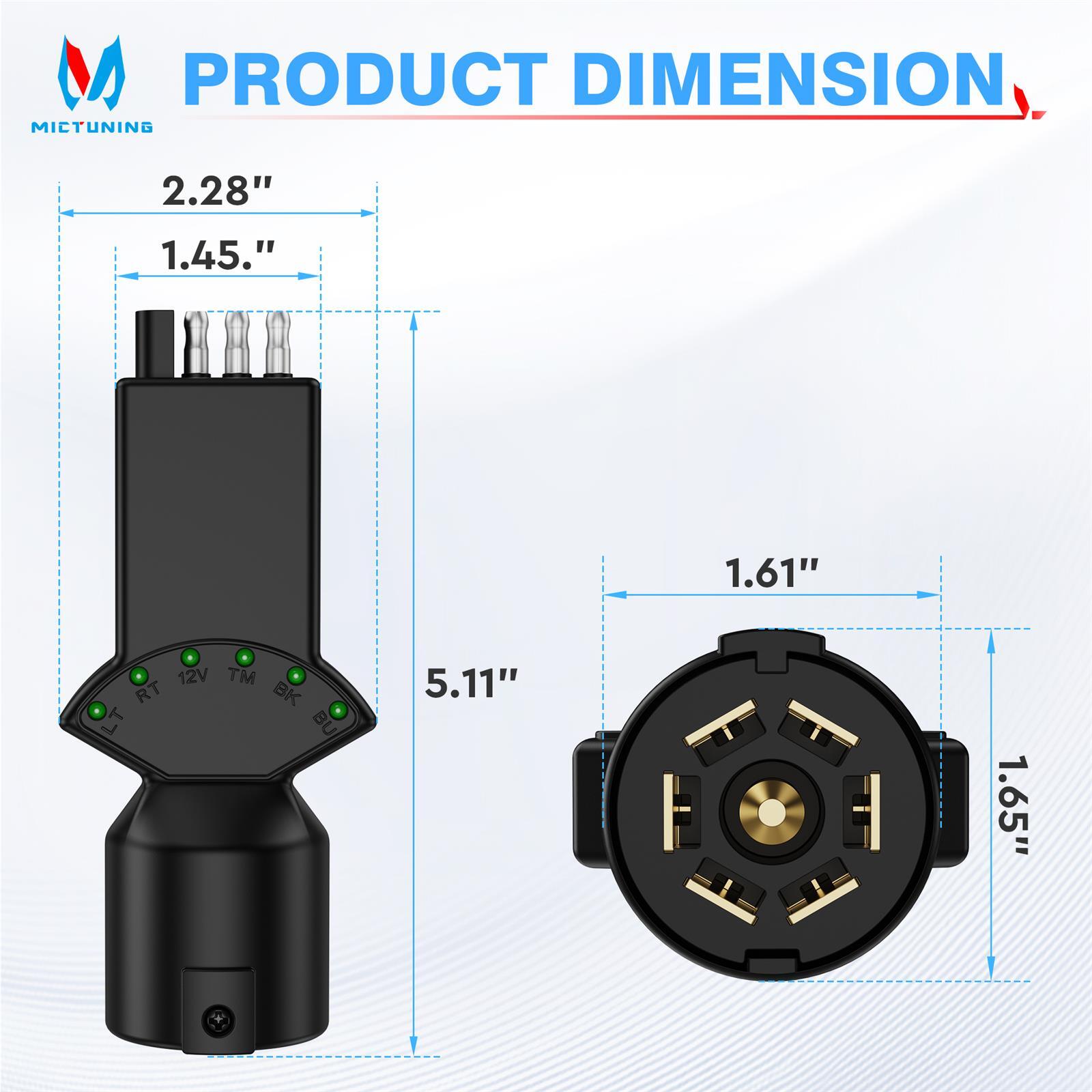 7 Way Blade & 4 Pin Trailer Light Circuit Tester w/LED Indicators Light Tester
