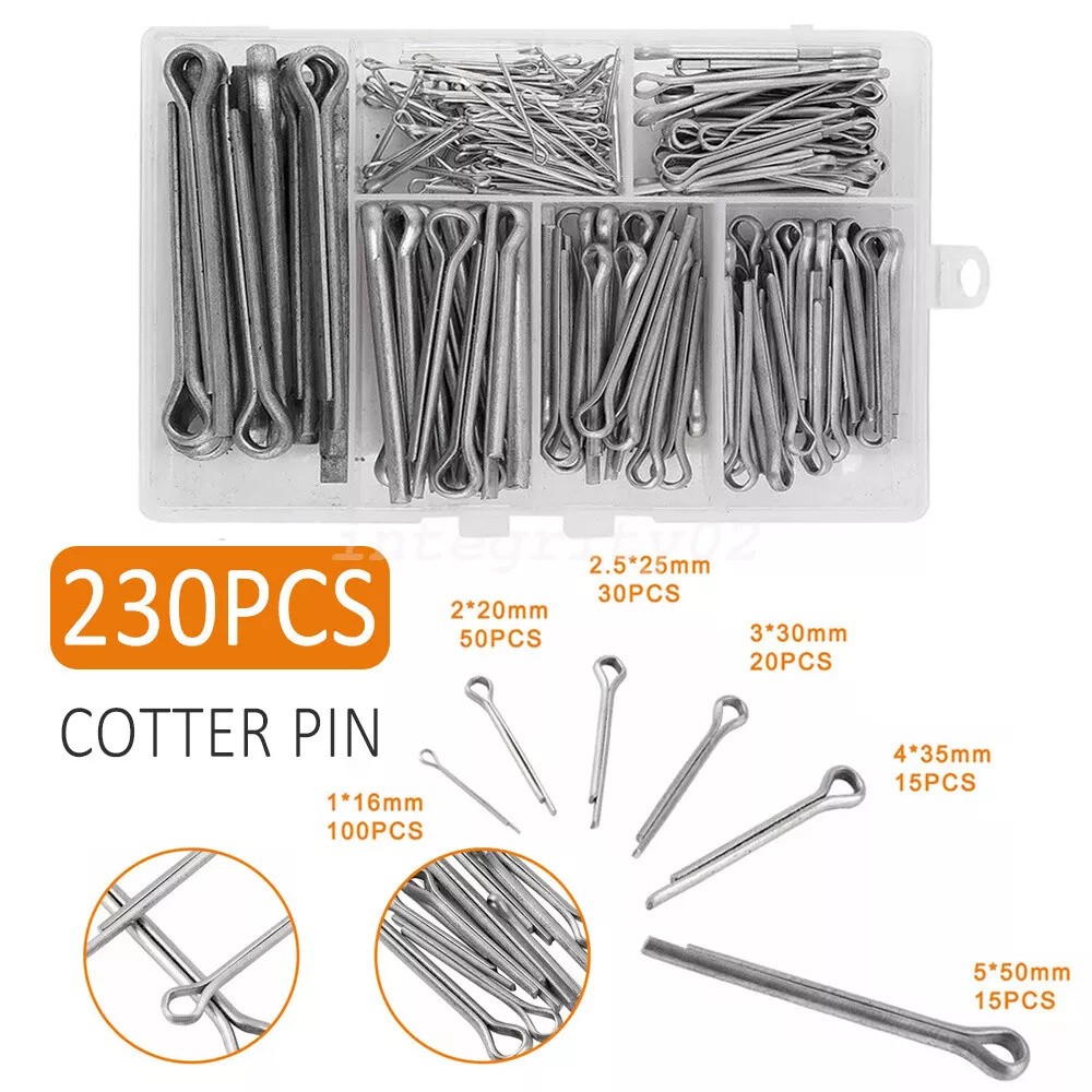 230 Pcs Cotter Pin Assortment Set 304 Stainless Steel Value Kit US