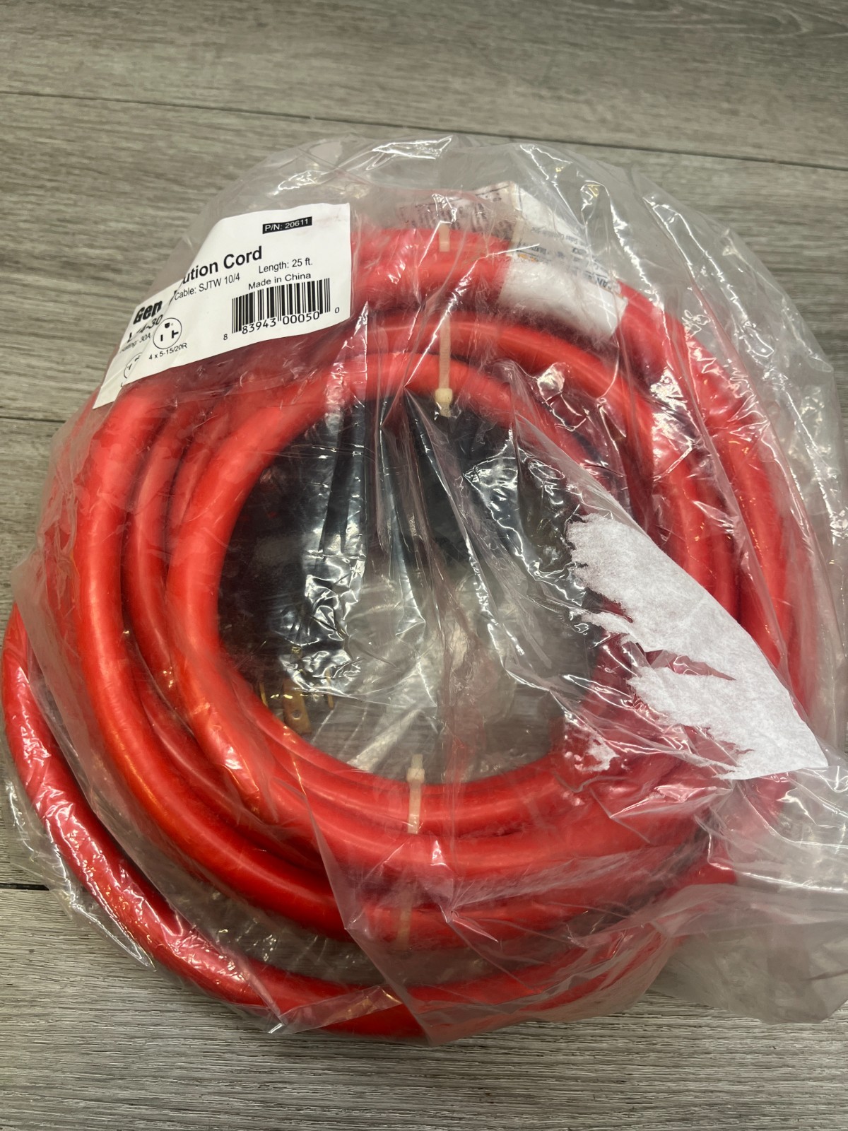 Conntek 20611 Generator Power Cord 25-foot 10/4 30 Amp 125/250 Volt 4 Prong Male