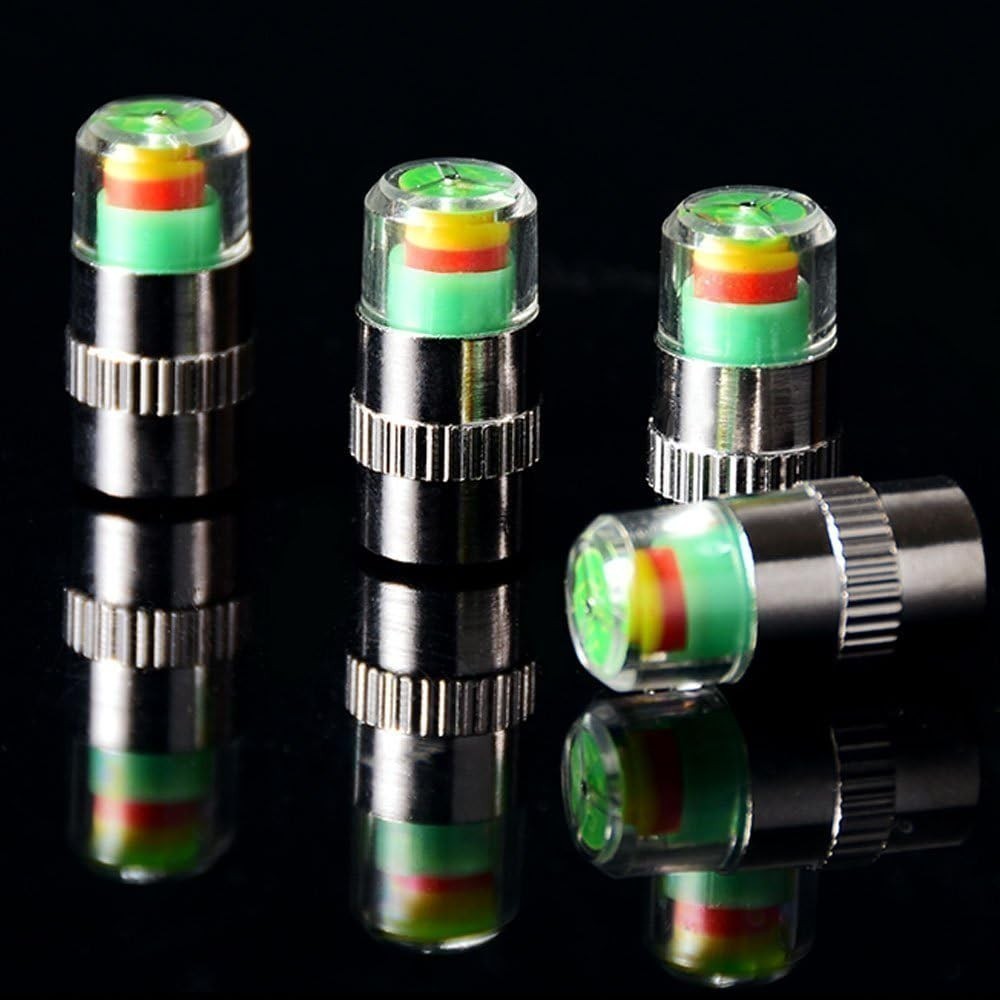 USA- 4 Pack Tire Pressure Valve Stem Caps 3 Color PSI Alert Indicator Universal