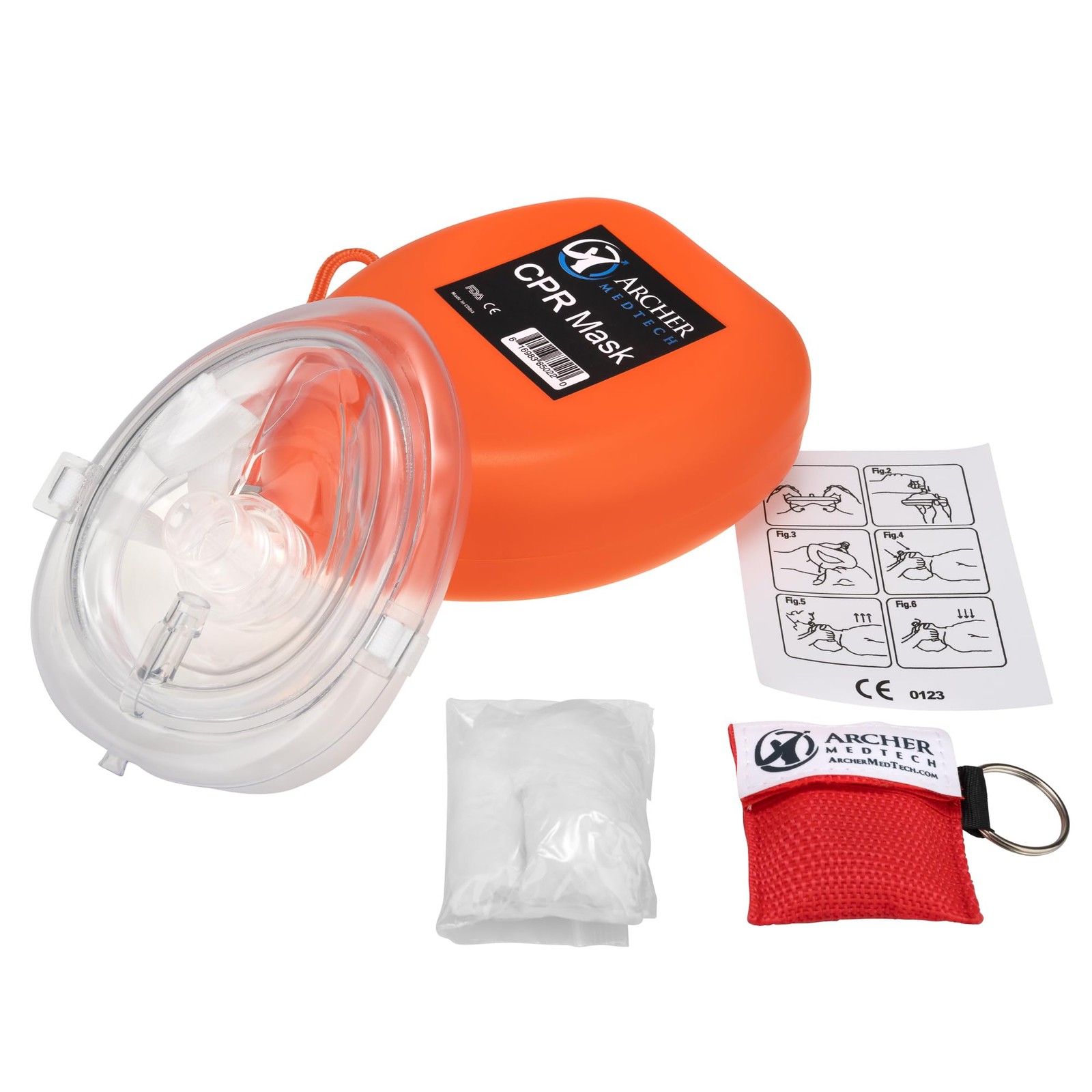 Archer MedTech CPR Mask with One-Way Valve,, First Aid Rescue Mask