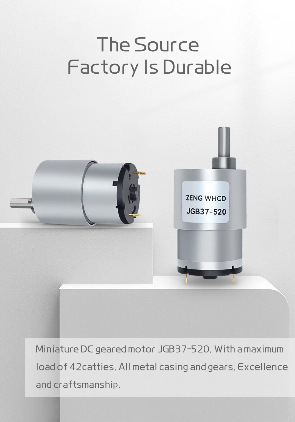 JGB37-520 DC 6V 12V 24V Reduction Gear Motor 7RPM-960RPM Large Torque GearBox