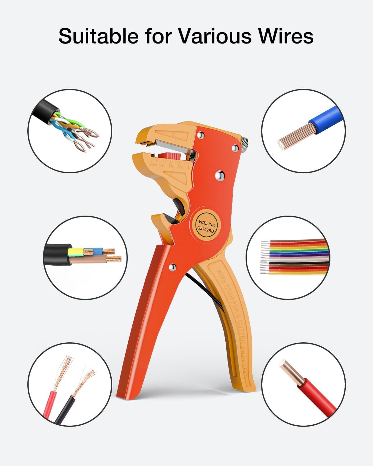 Professional Quick Strip Wire Stripper and Cutter, 2 in 1 Adjustable Tool, Red