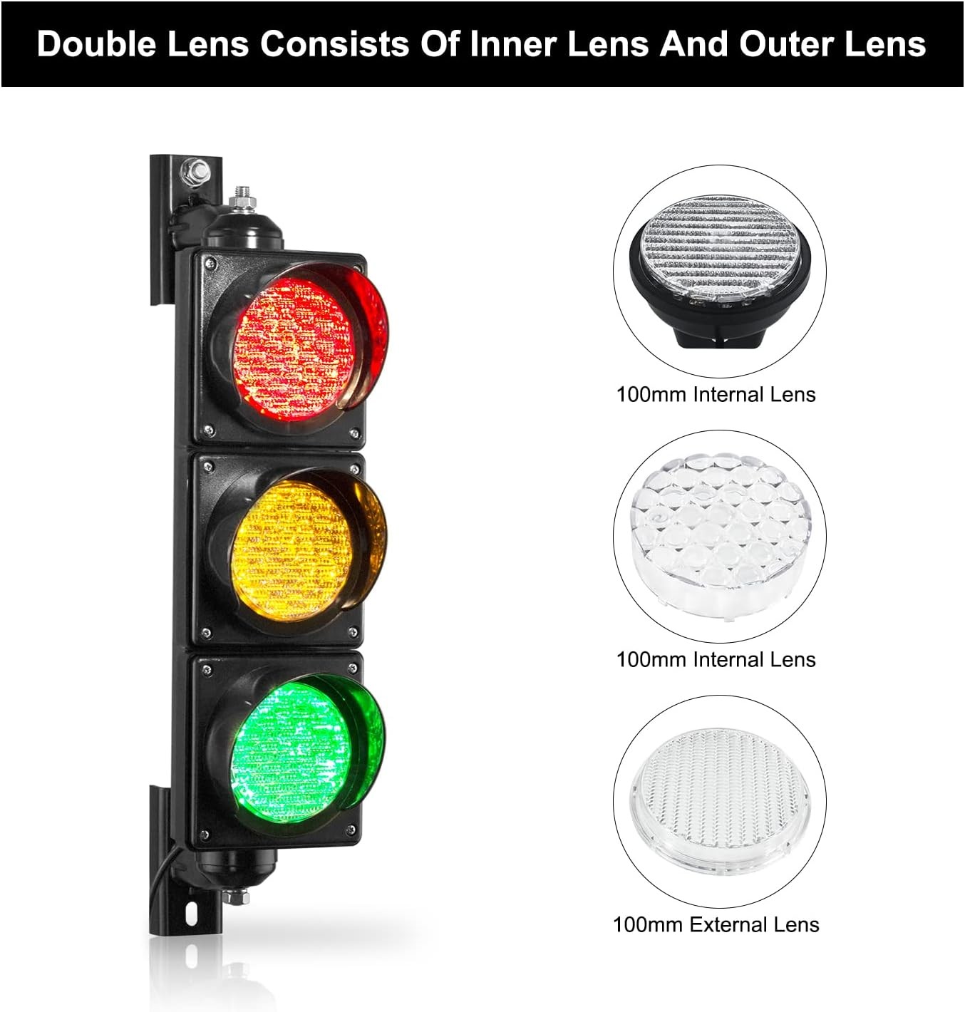 Traffic Light AC85-265V 4Inch Red Yellow Green LED IP65 Waterproof Stop Go Light