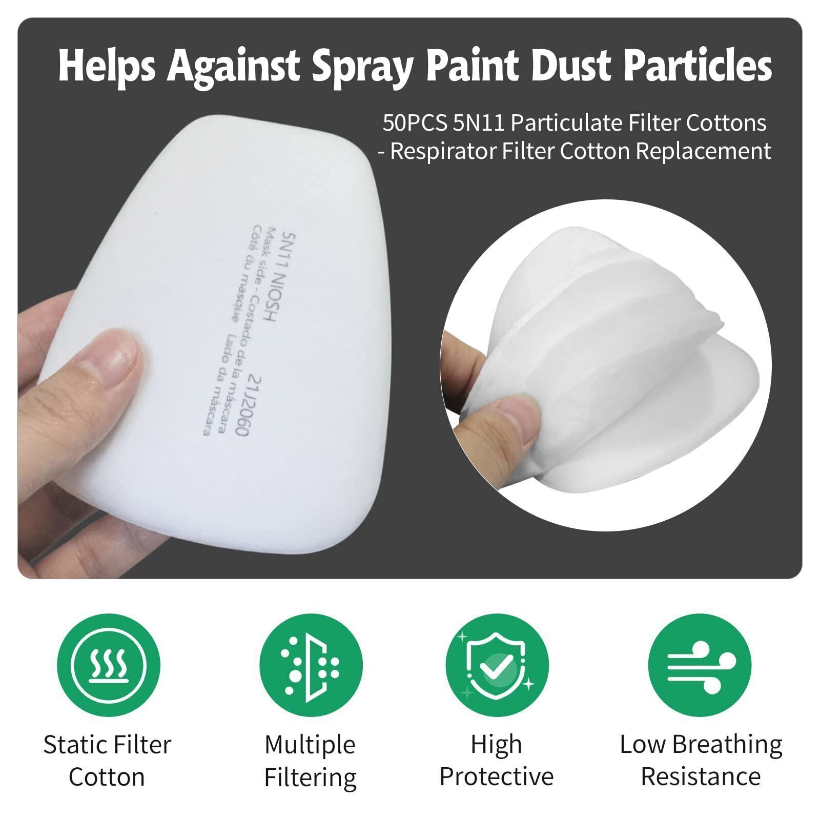 10pcs/set 5N11 Cotton Filter Replacement Filters For 6200 6800 7502 Respirators