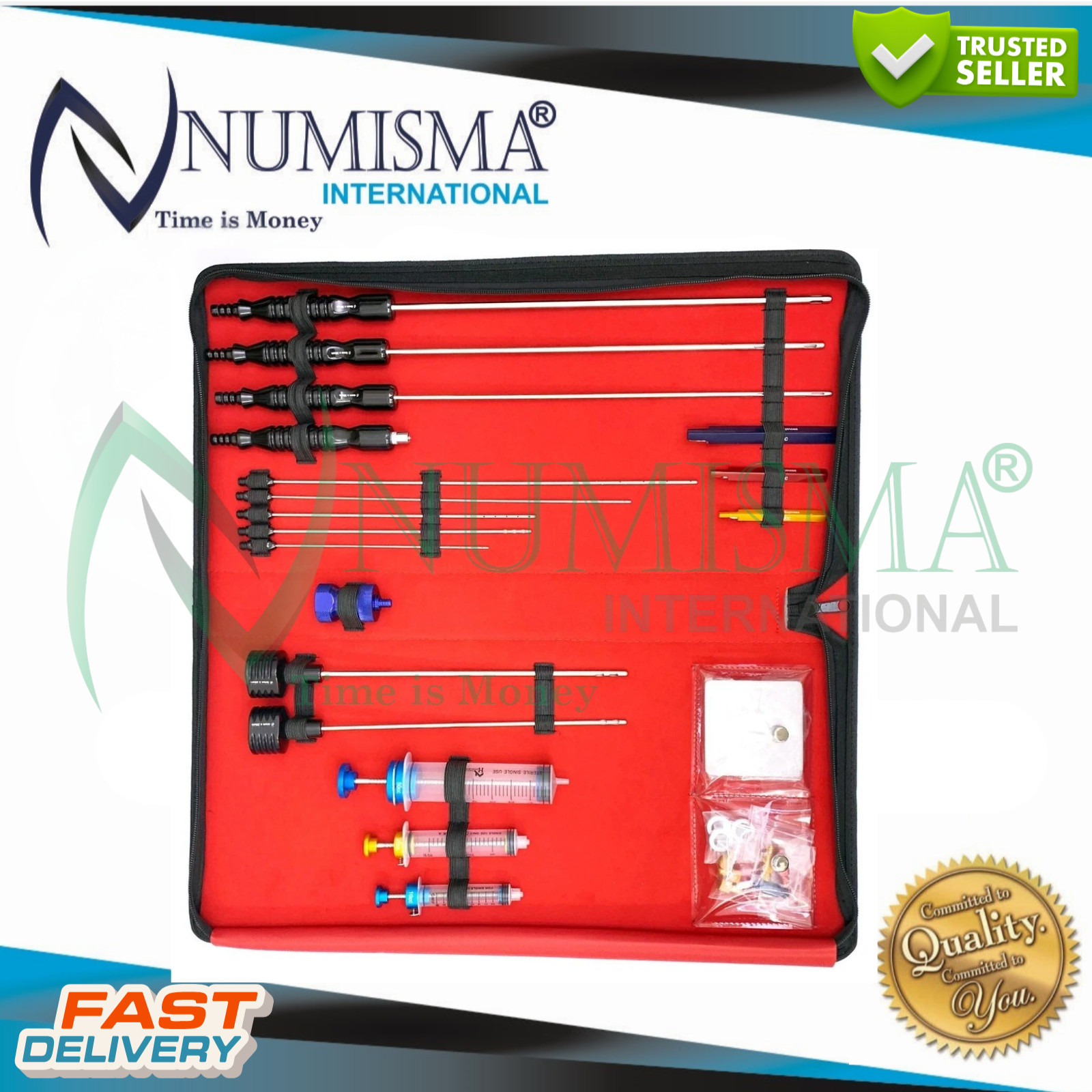 Liposuction Cannulas Fat Grafting Power Handle and Luer Lock 28 Pcs Kit A+