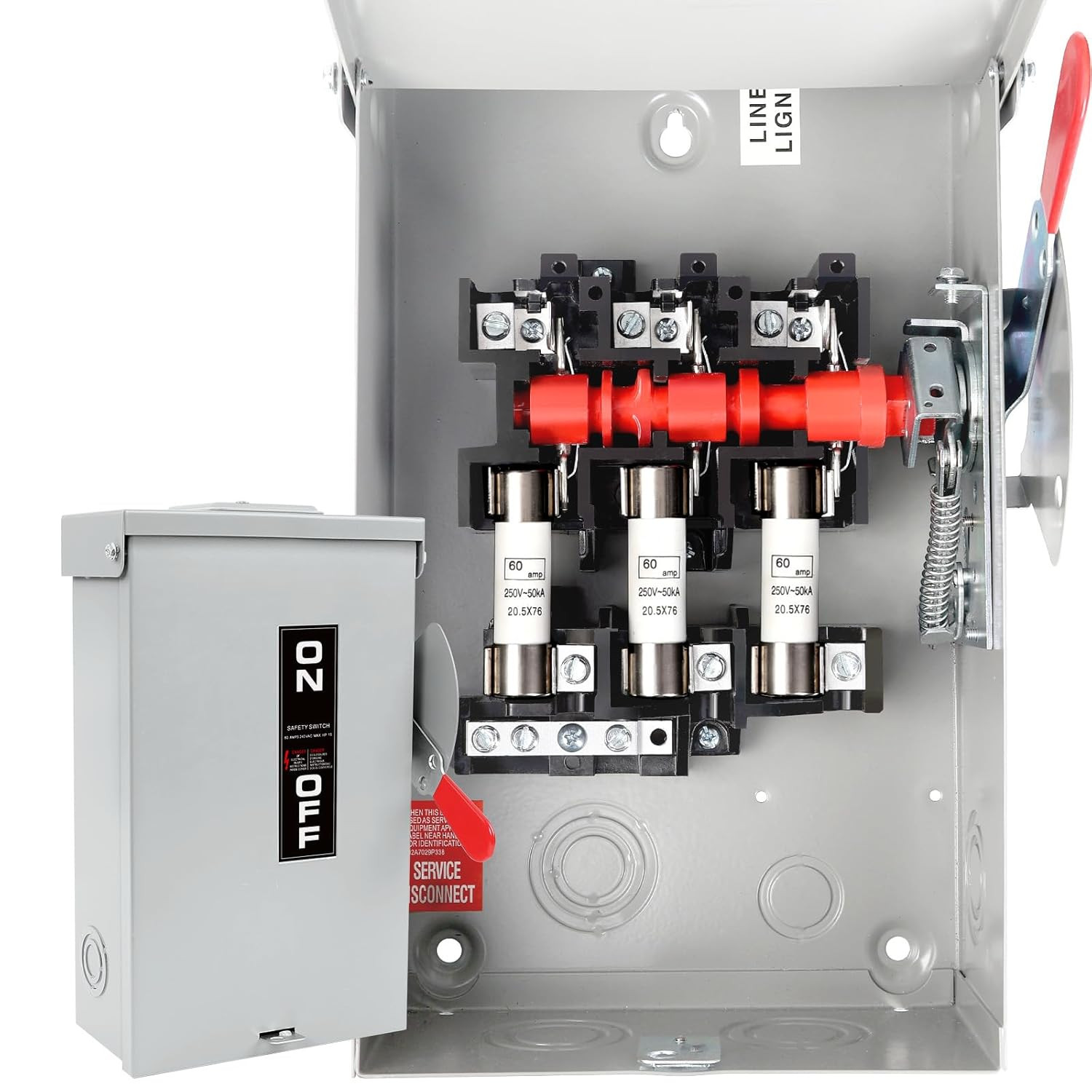 3P 60 Amp Fused Disconnect 3 Phase Disconnect 110/240V Heavy Duty Metal NEW USA