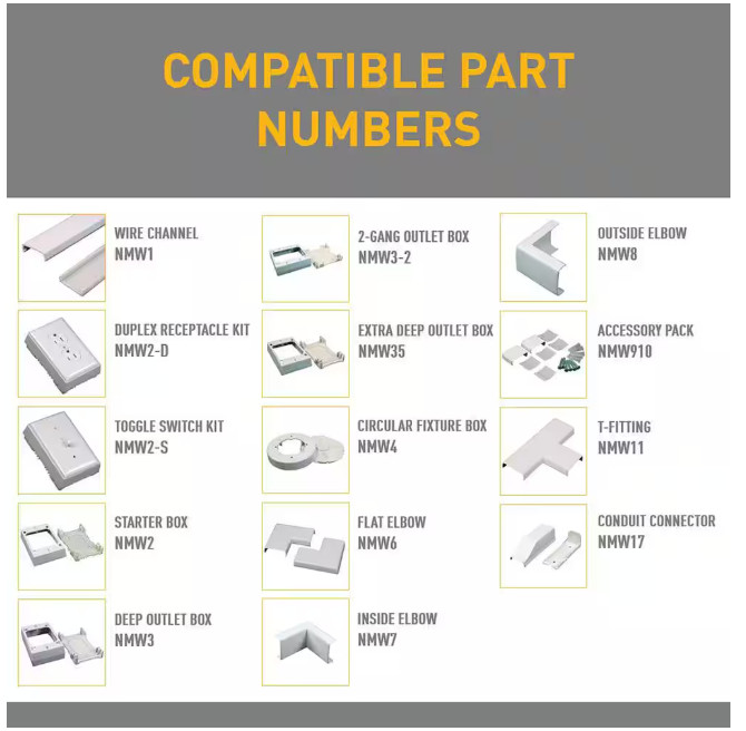 Wiremold 5 ft. Non-Metallic PVC Raceway – White Surface-Mount Cable Management