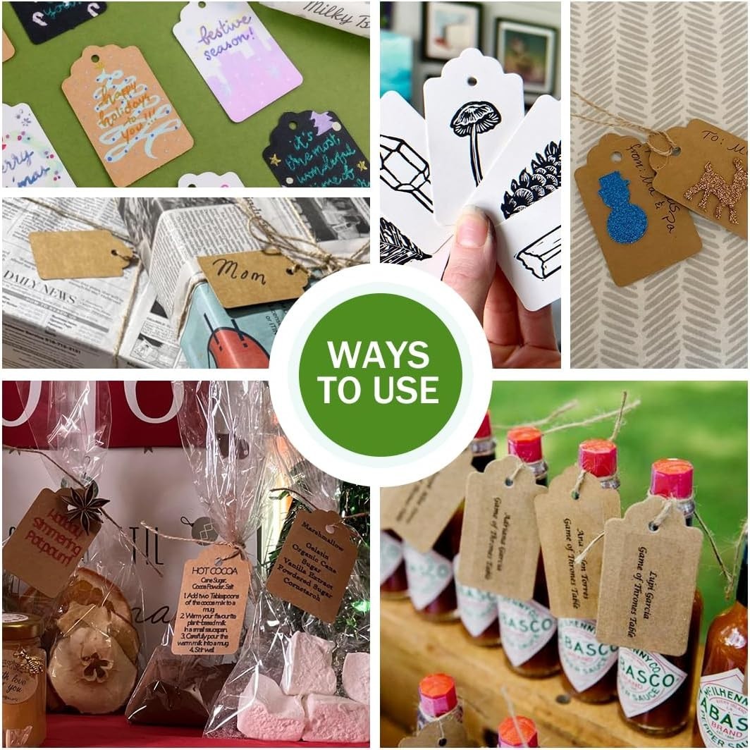 PH PERKHOMY 180 Pcs Gift Tags with String Attached Kraft Paper Blank for Price