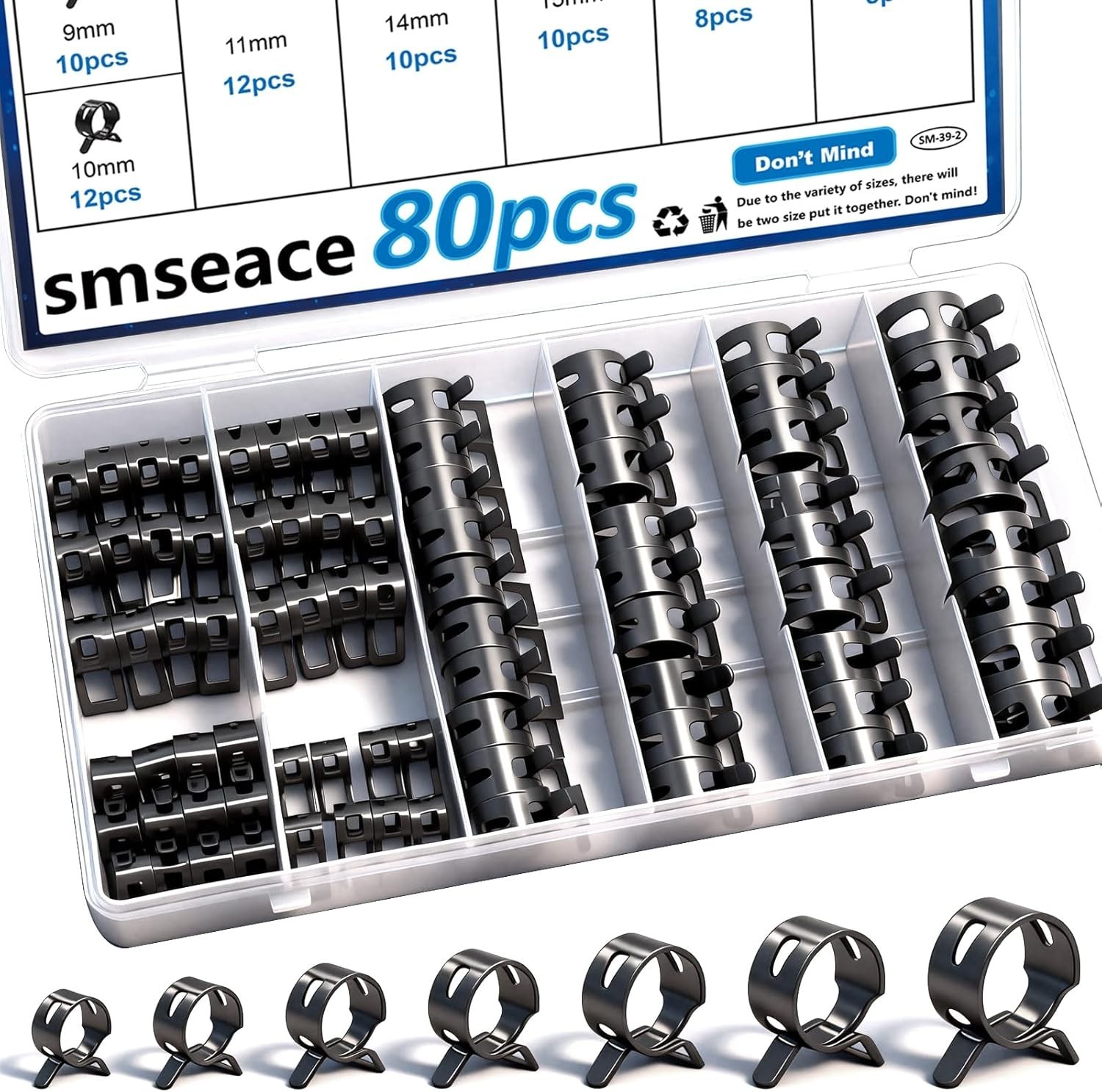 80 Spring Hose Clamps 7-18Mm Constant Tension for Fuel Line Vacuum Air Hose clip