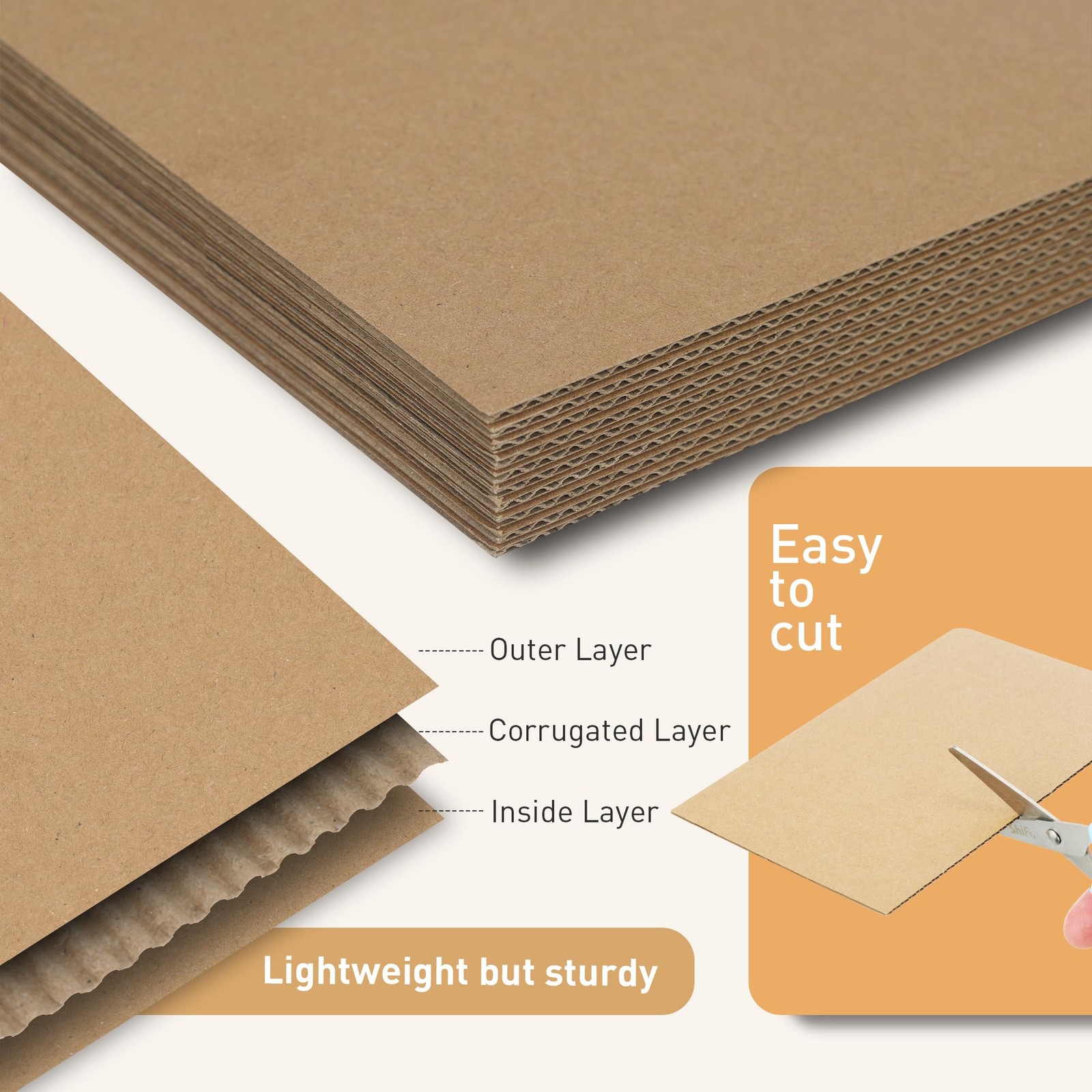 FARRAY 100 Pack 4×6 Inch Corrugated Cardboard Sheets, 1.8mm Thick 4″ x 6″