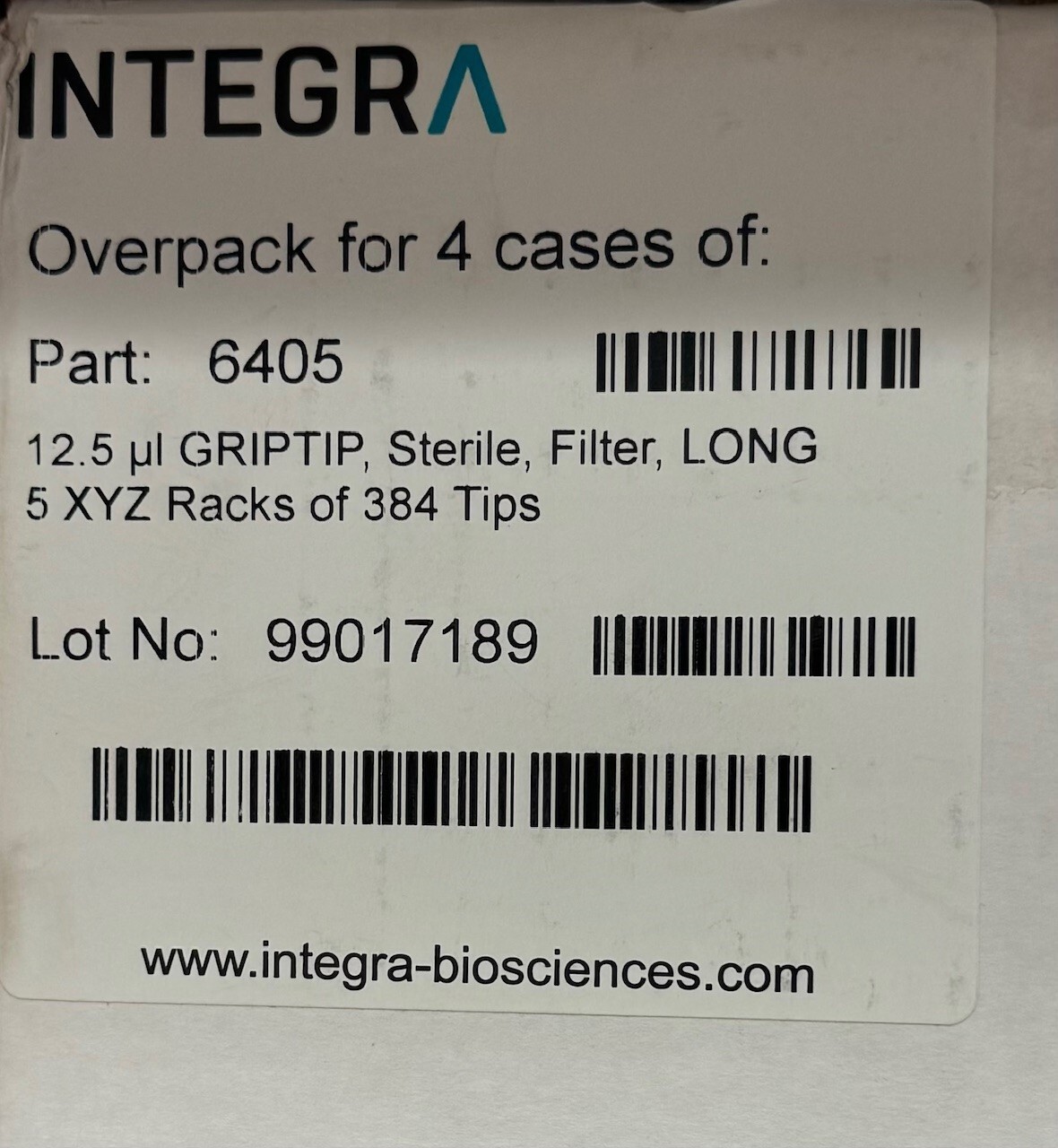 Integra Pipette Tips 12.5 ul GRIPTIP Sterile, Filter, Long- 7,680 Tips