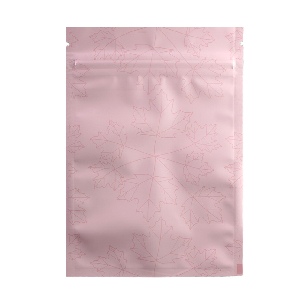 Pink Maple Leaves Aluminum Flat QuickQlick™ Bags 10 x 15 cm – Multi Quantity