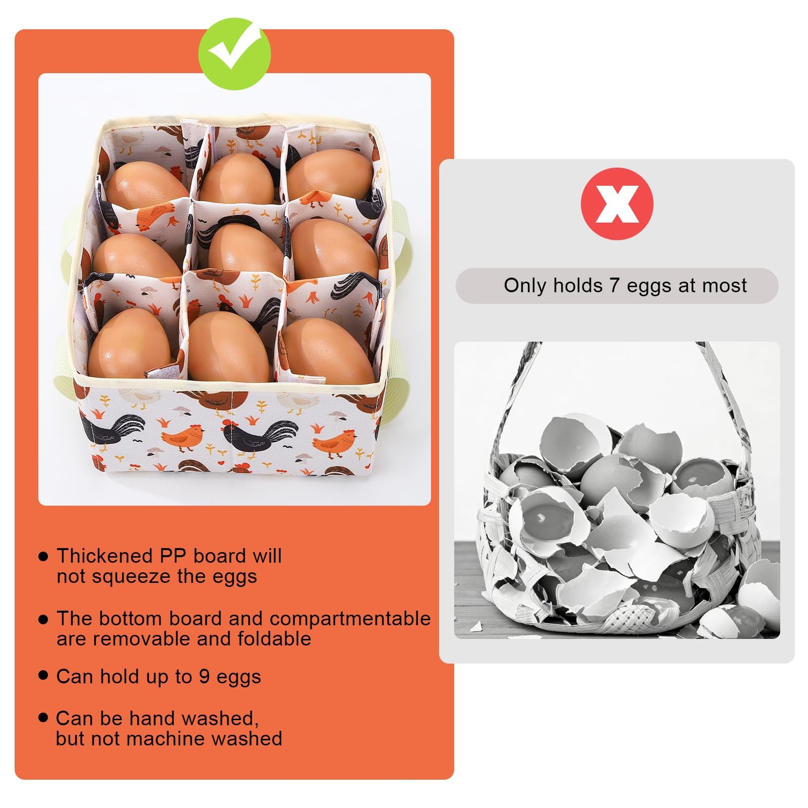 Egg Collecting Basket Wire Chicken Farm Poultry Gathering Holder 9 Pouch