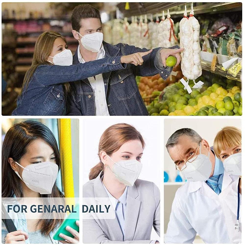 50PCS KN95 Face Mask 5 Layer Breathable with Elastic Earloops Cup Dust