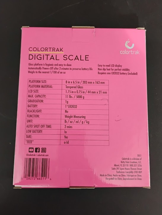 Colortrak Digital Scale *NEW* 11 lb Tempered Glass Scale lb/oz/mL/g/kg Stylist