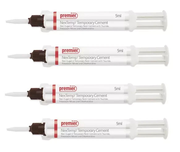 Premier Dental NexTemp CLEAR Temporary Resin Cement-5ml Automix Syringe + 5 Tips