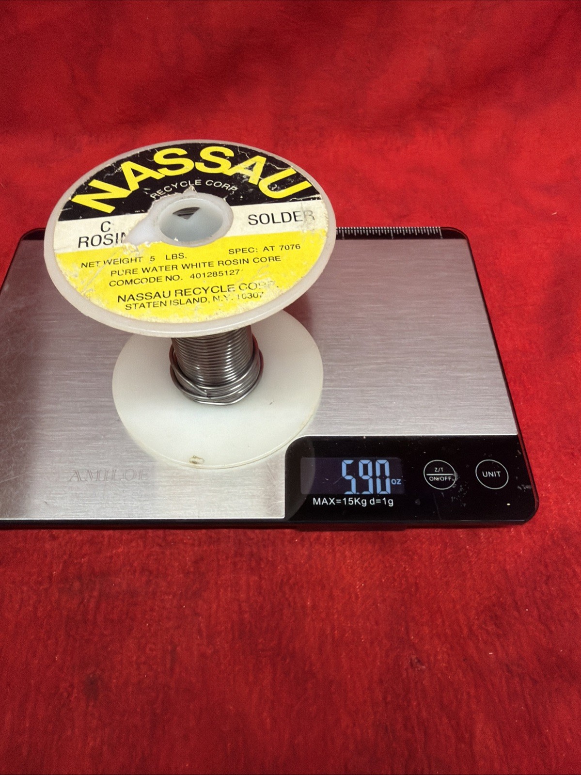 NASSAU RECYCLE CORRP PURE WATER WHITE ROSIN CORE SOLDER 5.90 OZ (k24)