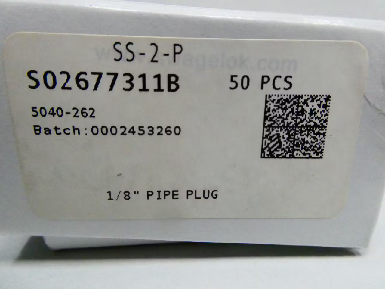 Box Of 500 Swagelok SS-2-P Stainless Pipe Plug 1/8in Npt