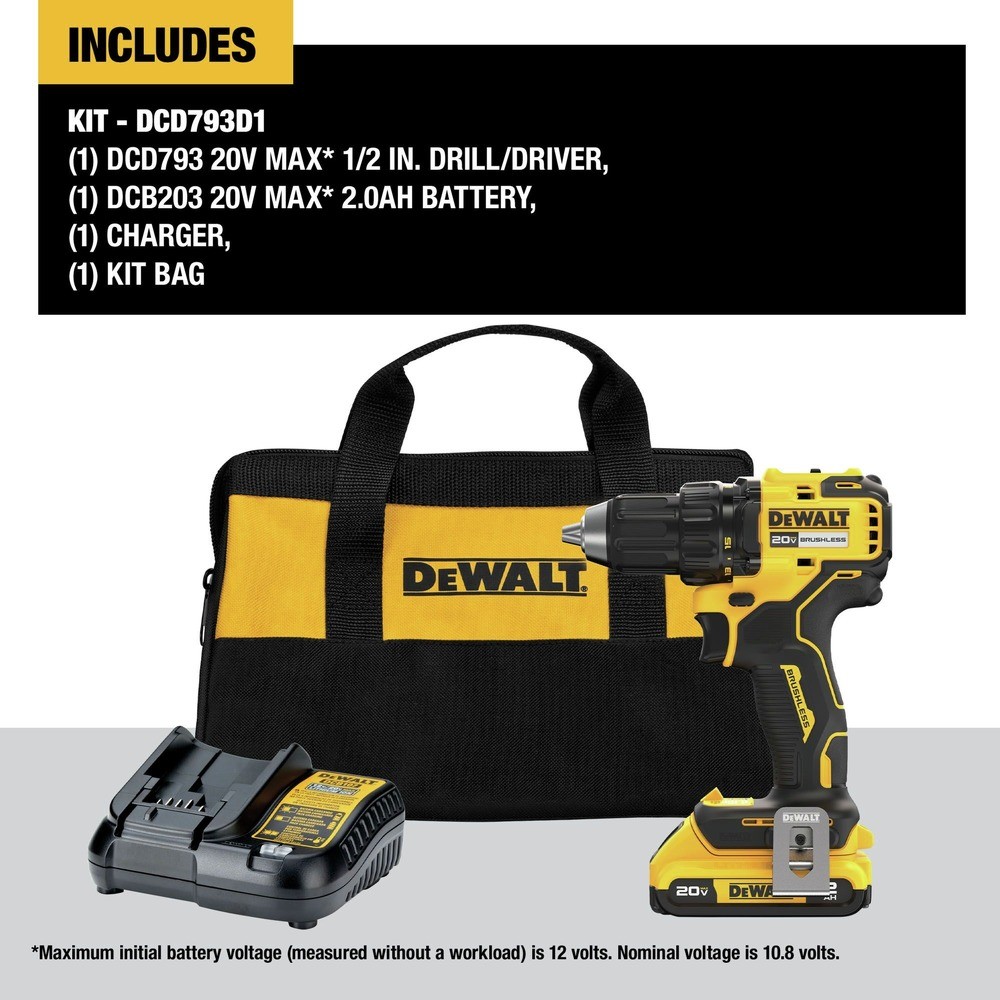 DEWALT DCD793D1R 20V MAX 1/2″ Cordless Drill Driver Certified Refurbished