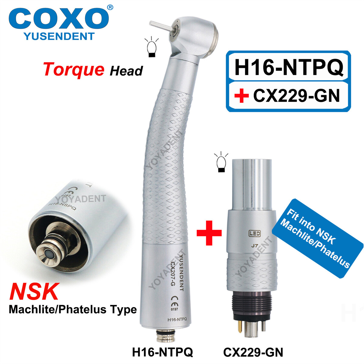 US COXO Dental Turbine High Speed Fiber Optic Handpiece Coupling 6 Pin Fit NSK