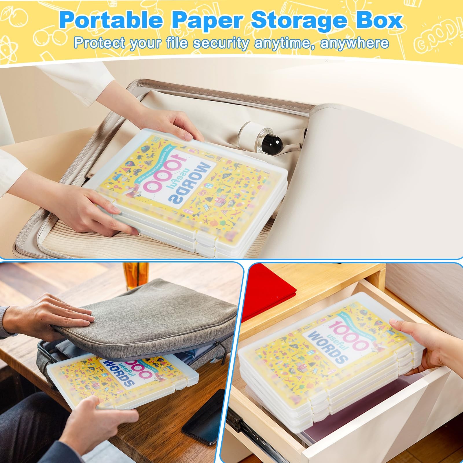 Transparent A4 File Paper Box Document Project Storage Container Case Holder