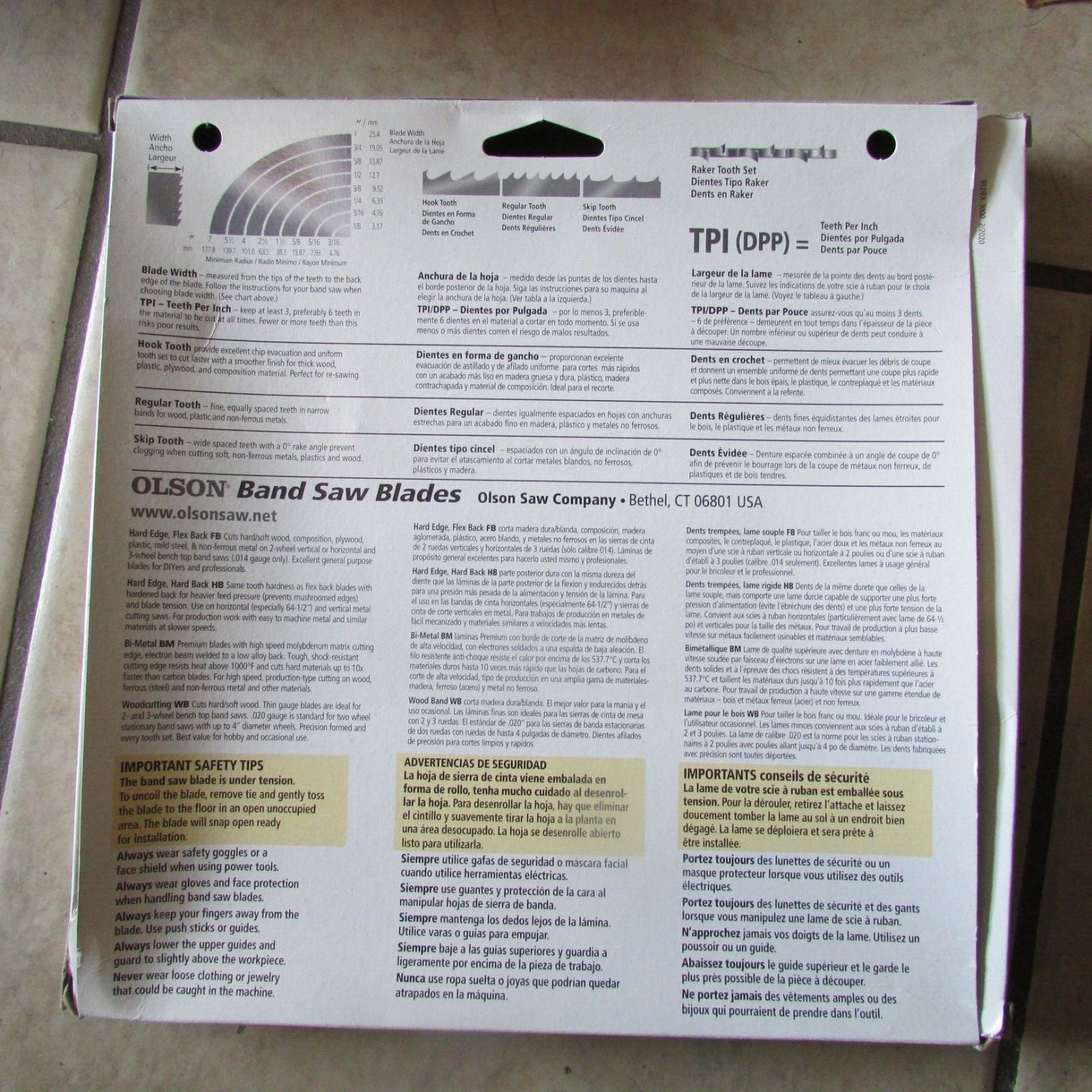 Olson Band Saw Blades – Wood Band – #2114171 – 59.5″ Long – 0.125 Wide (B 97)