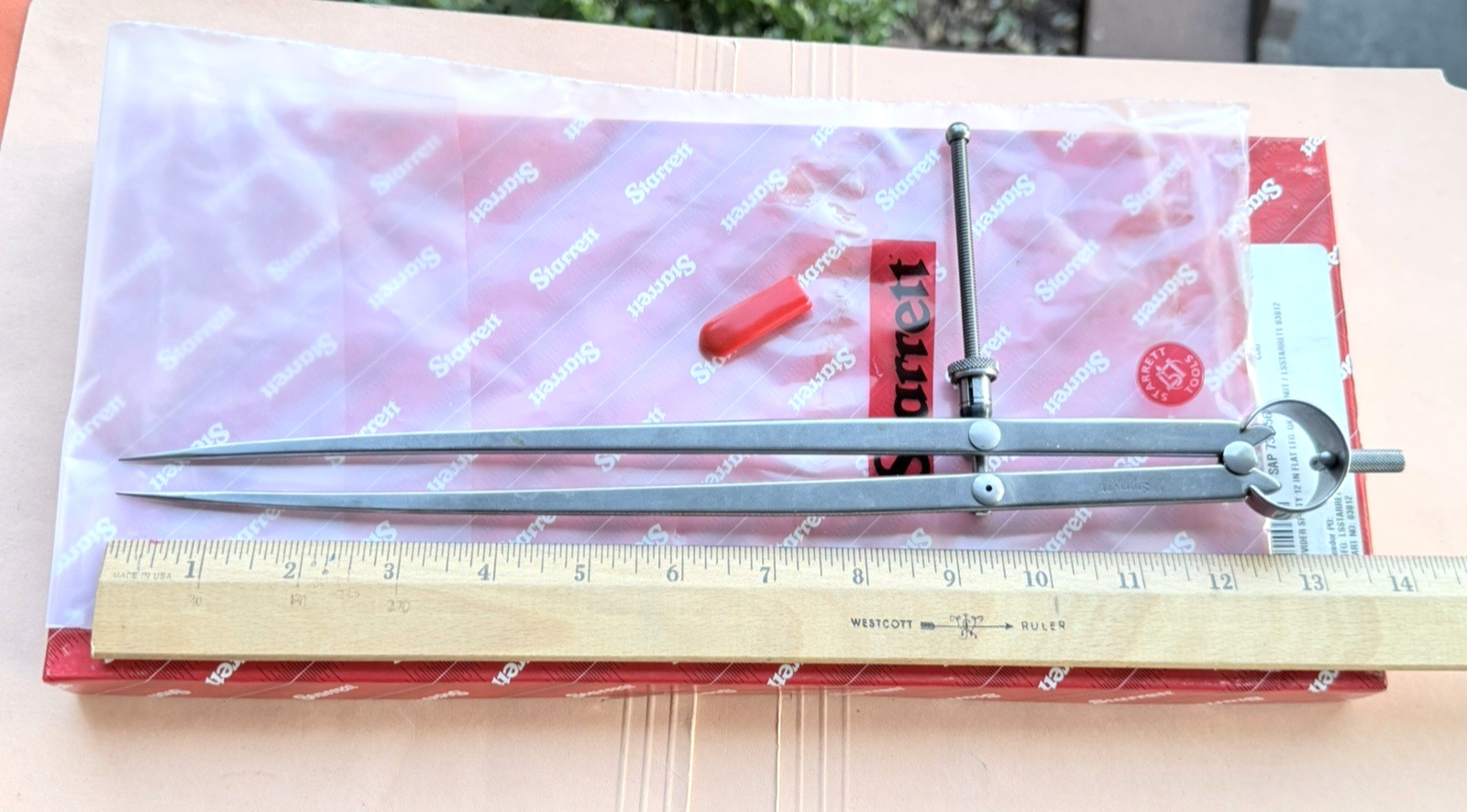 New! STARRETT No. 83B-12 Spring-Type Dividers W/Flat Legs; 12.0” Size & Capacity