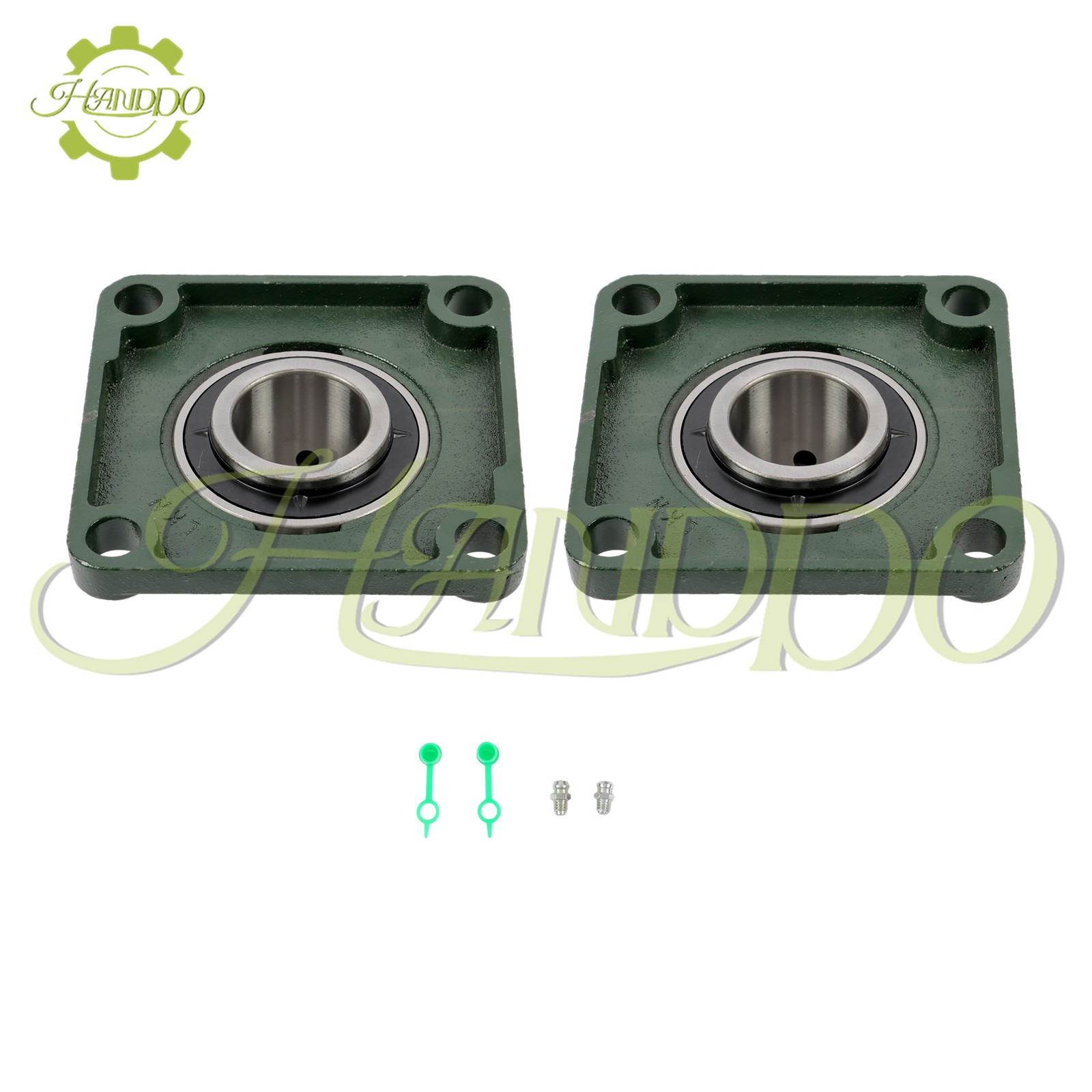 2 PCS 2″ Bore UCF211-32 Pillow Block Flange Bearing Cast Iron 4 Bolt Solid Base