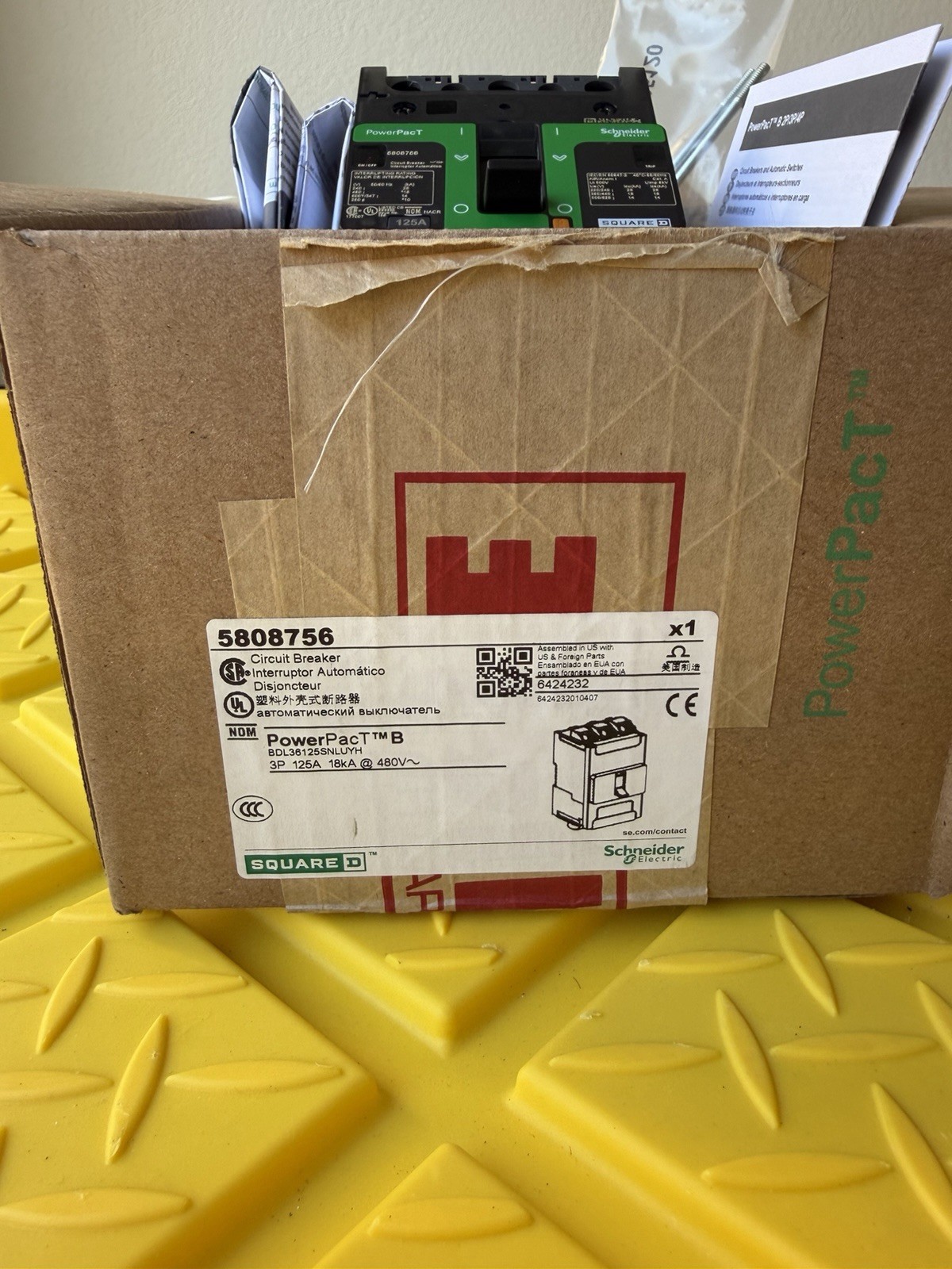 Square D PowerPact BDL36125-SNLU 125A 480V 3P Circuit Breaker New *40 In Stock*