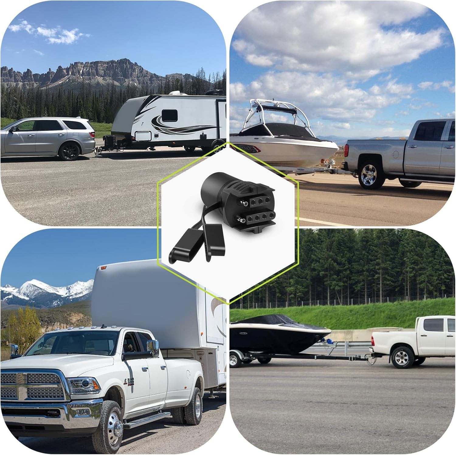 7 to 4 & 5 Pin Trailer Light Adapter，Convenient 2-in-1 Design Trailer Plug Ada