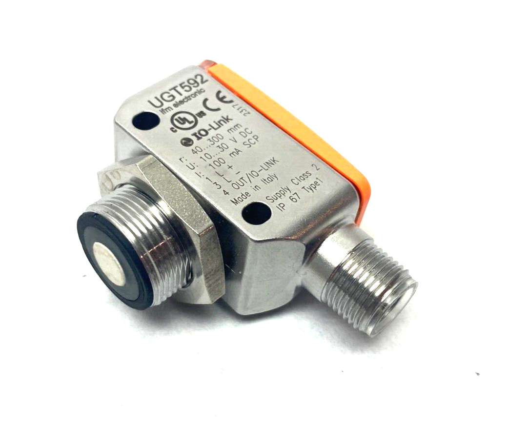 Ifm UGT592 IO-Link Ultrasonic Sensor M12 4-Pin UGQ00300EOKG/IO-Link/US