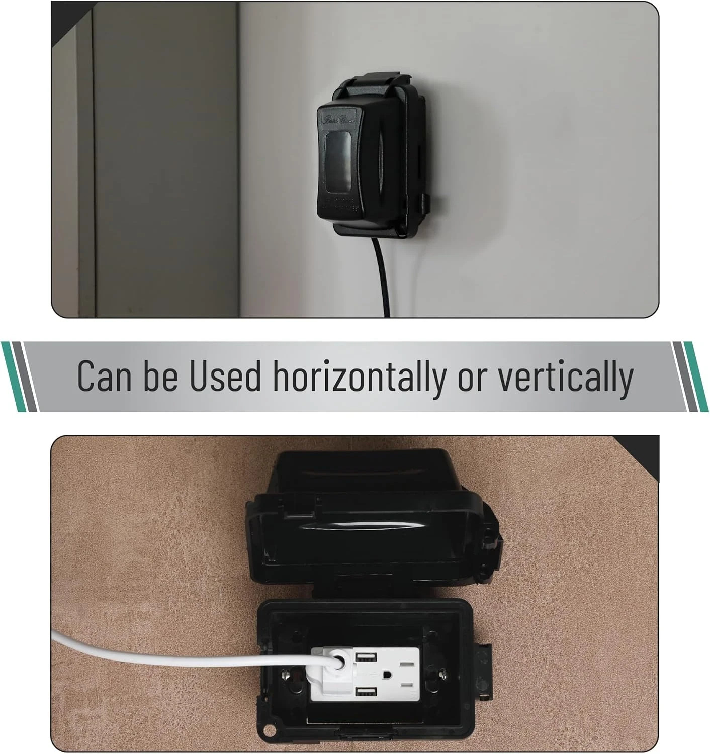 Bates Weatherproof Outdoor Outlet Cover 1-Gang Electrical Receptacle Black