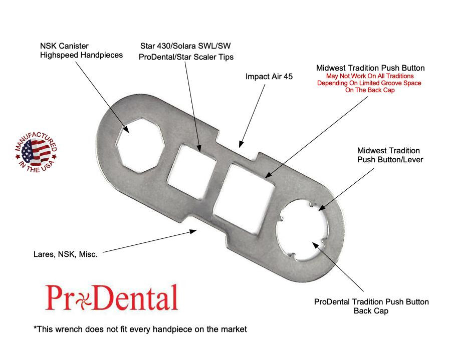 Universal Back Cap Wrench For STAR/MIDWEST/Lares/NSK/Impact Air Dental Handpiece