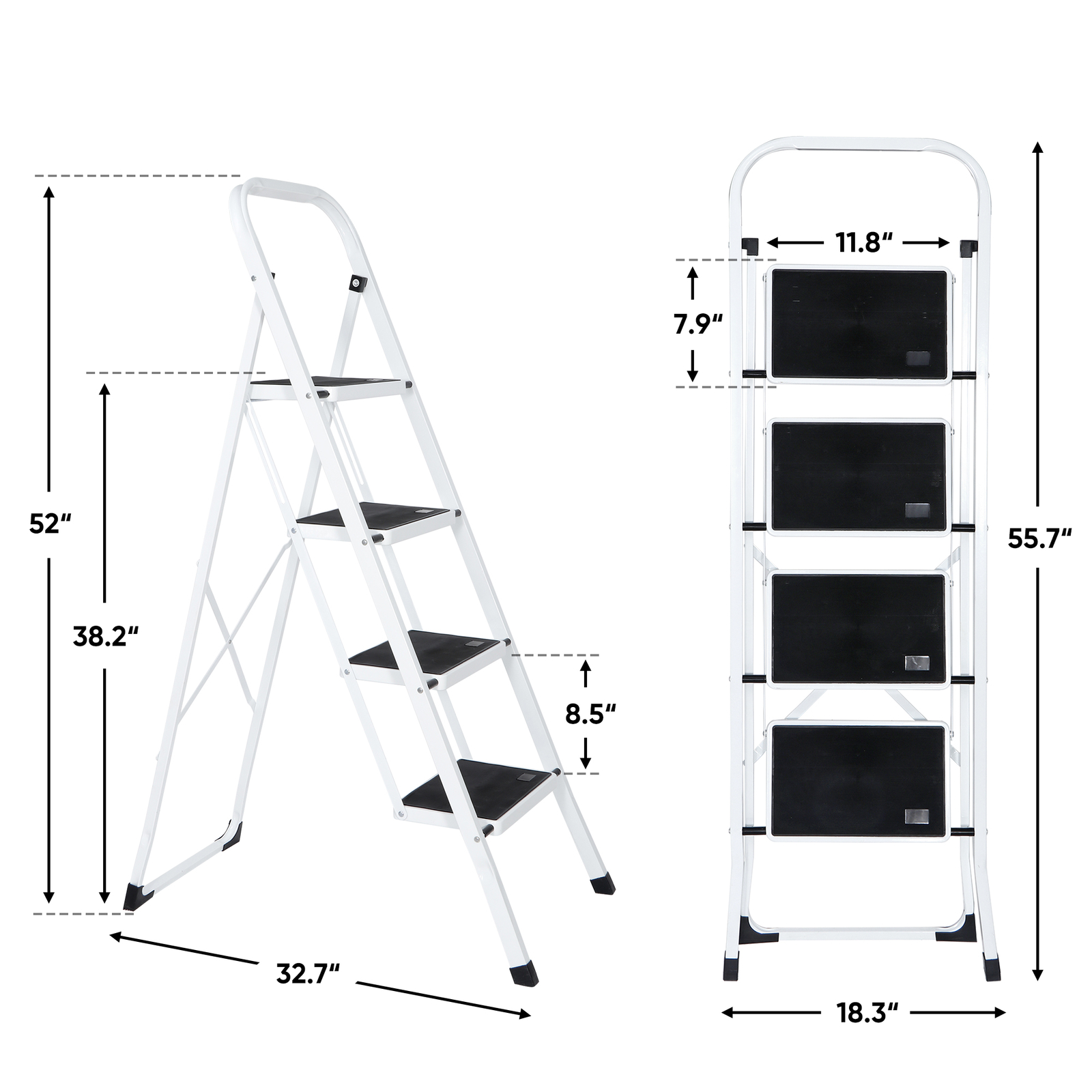 4 Step Ladder Lightweight Folding Step Stool Convenient Handgrip Sturdy Wide