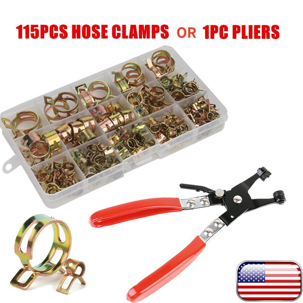 115Pcs 6-22mm Spring Retaining Clips Fuel Hose Line Water Pipe Air Tube Clamps