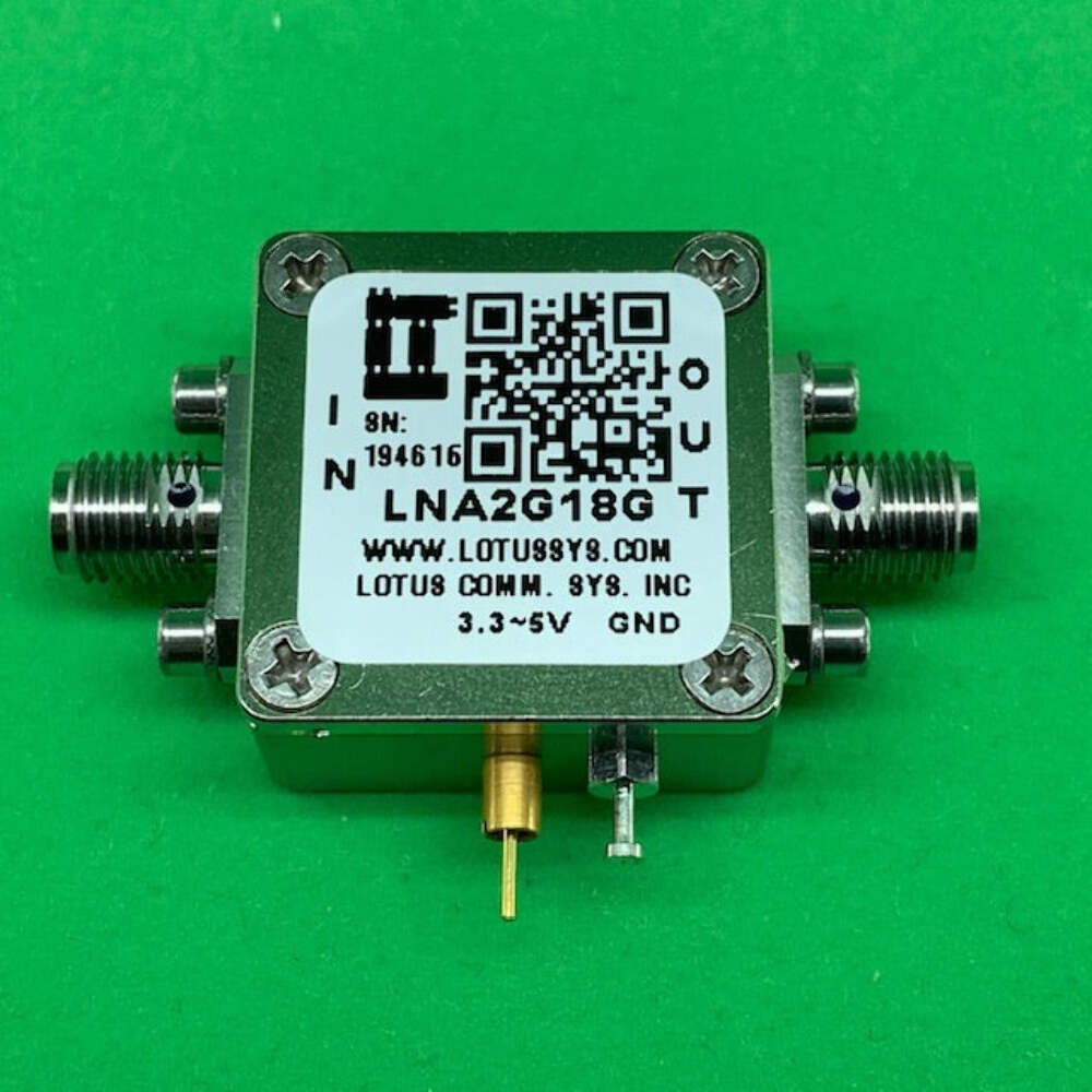 Low Noise Amplifier 1.4dB NF 2~18GHz 20dB Gain 13dBm P1dB SMA