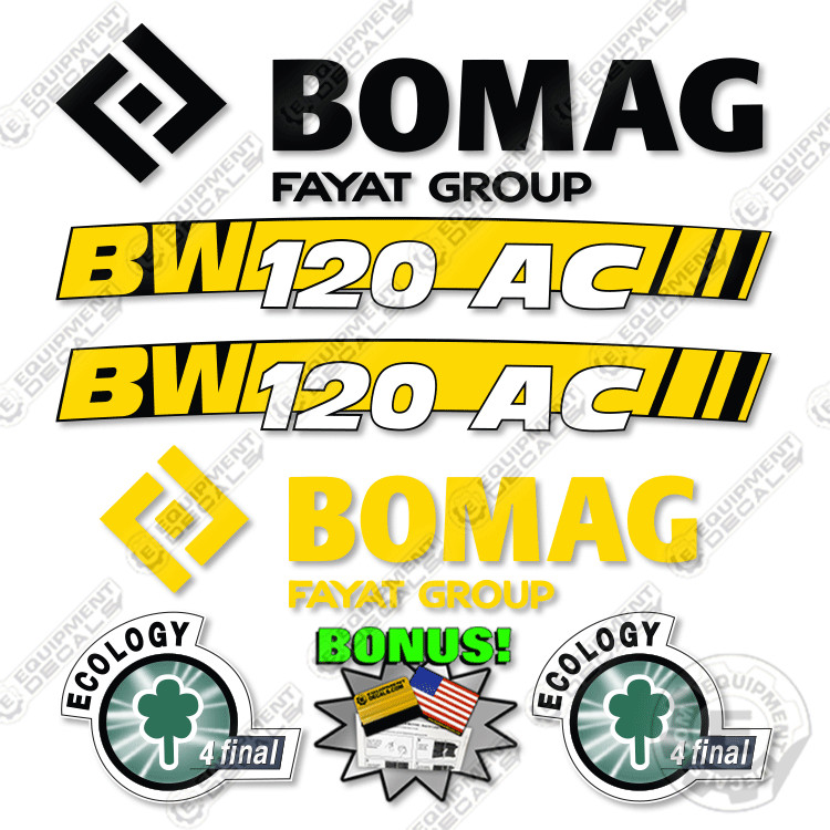 Fits Bomag BW120AC-5 Decal Kit Roller – 7 YEAR OUTDOOR 3M VINYL!