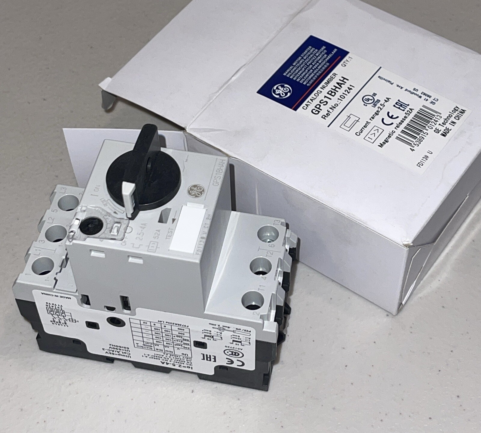 NEW GE GPS1BHAH Manual Motor Starter (Current Range 2.5-4A)
