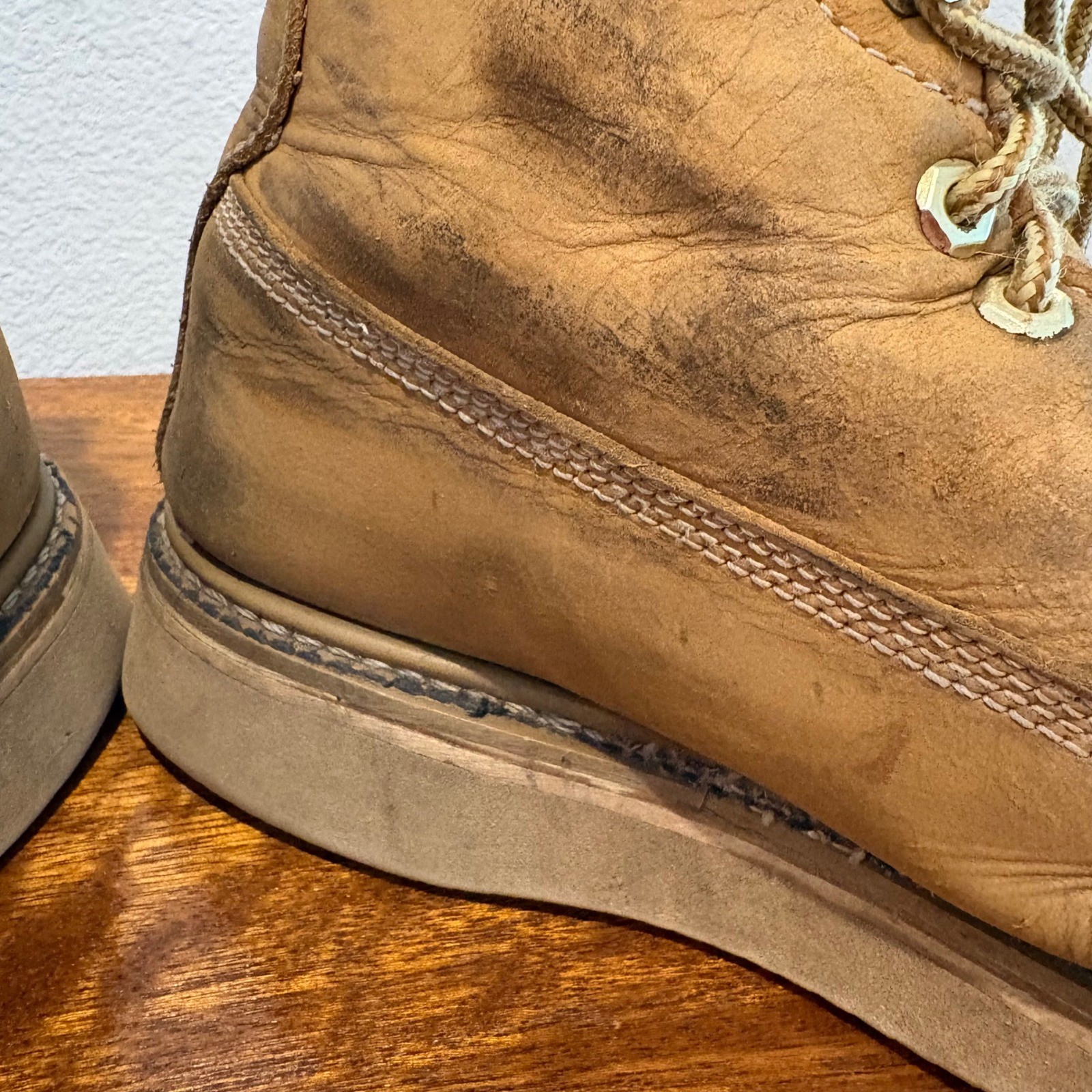 DieHard Work Boots Tan Leather Lace Up Lace Up Cap Toe Mens Workwear Size 7.5 D