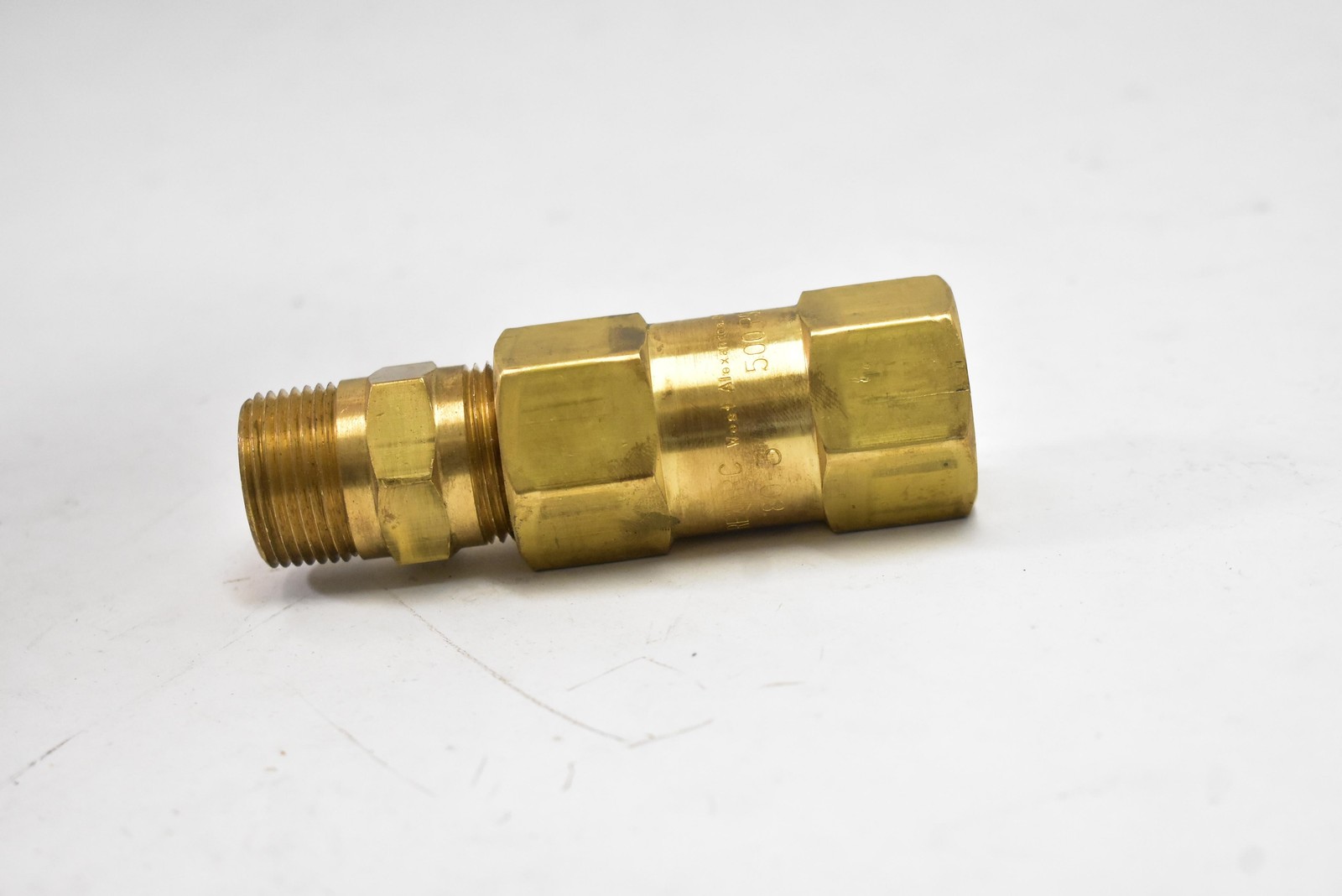 Rexarc 80-3Y Brass Check Valve Male to Female Flow 3000 PSI